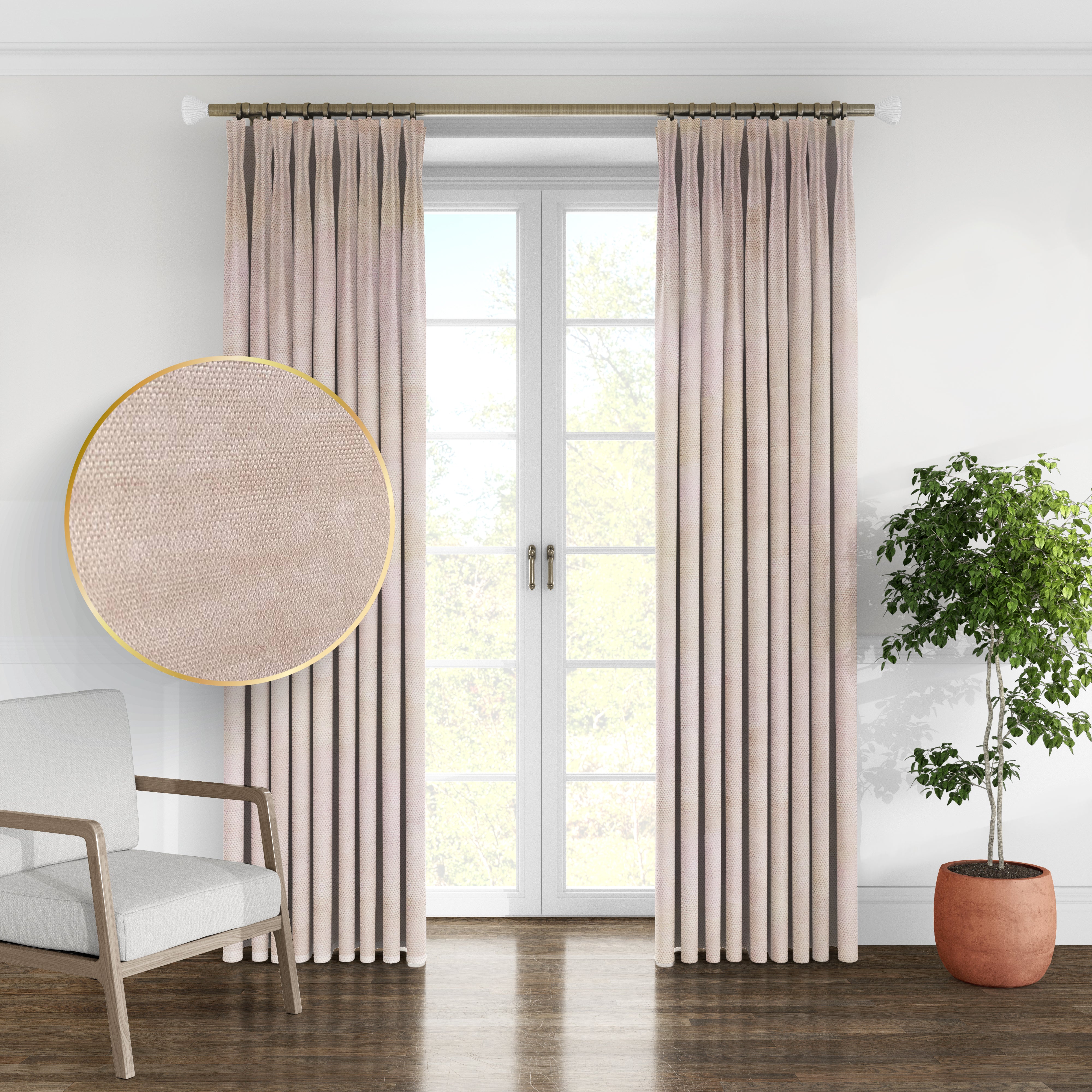 Plain microvelor curtain, sand color
