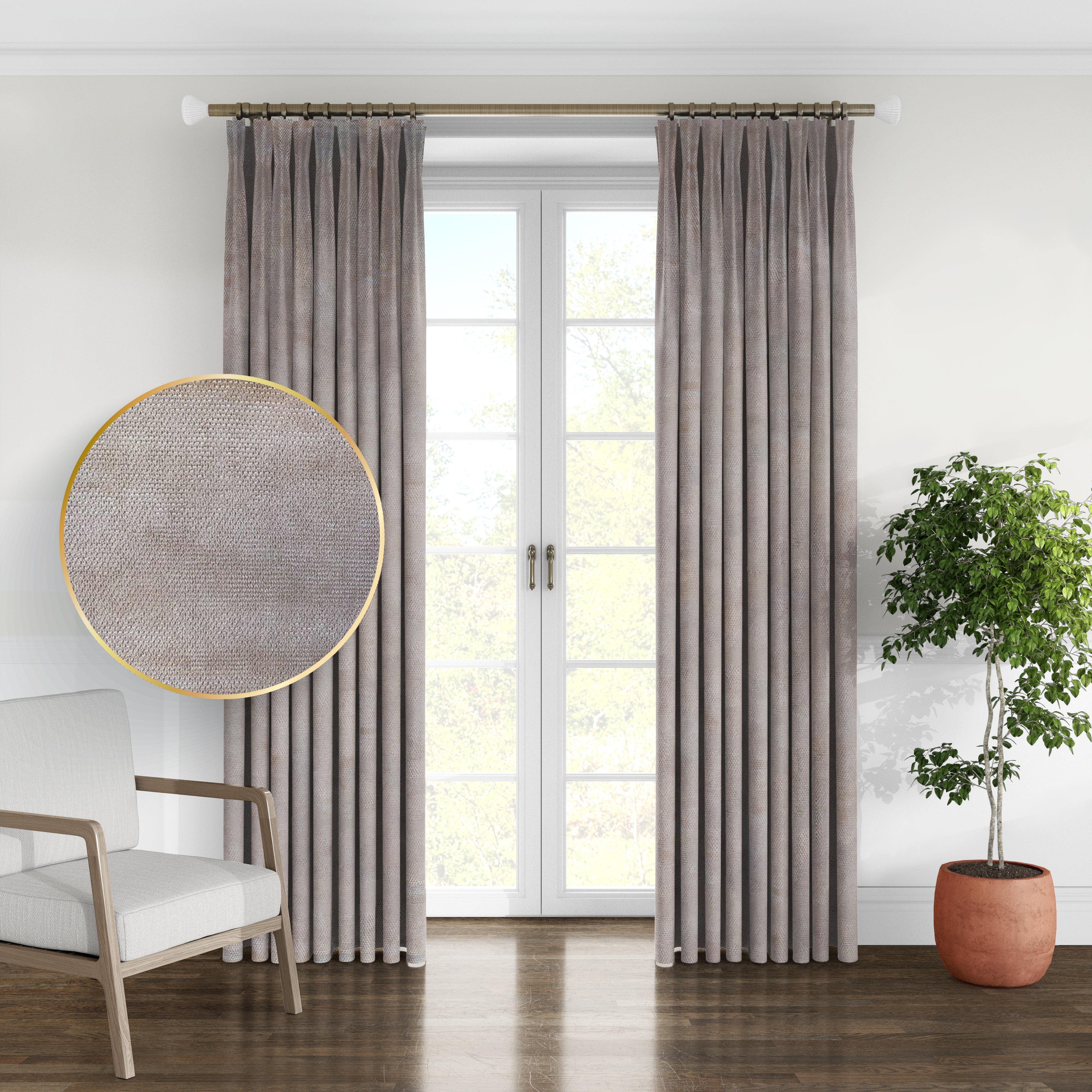 Plain microvelor curtain, cappuccino color