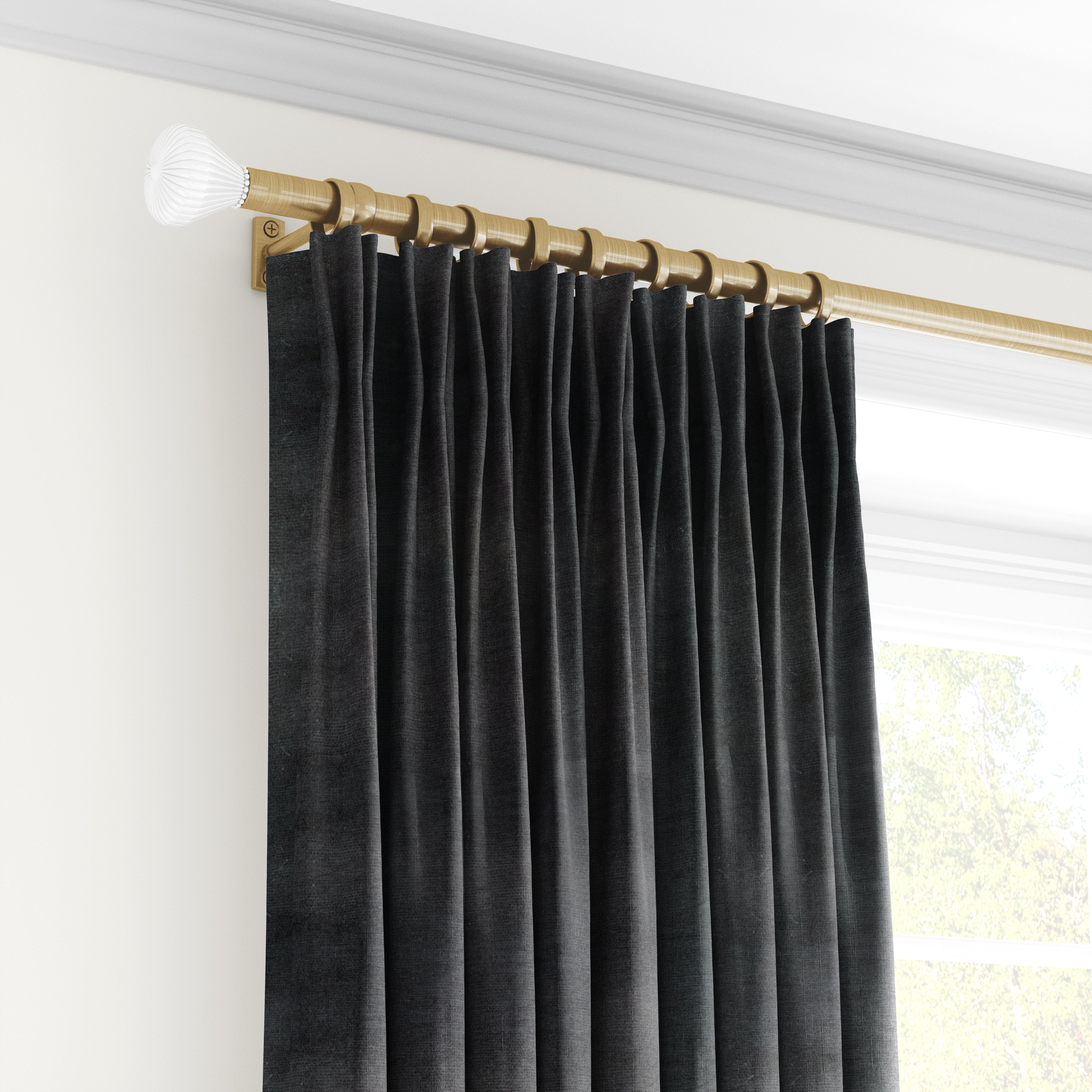 Plain microvelor curtain, black color