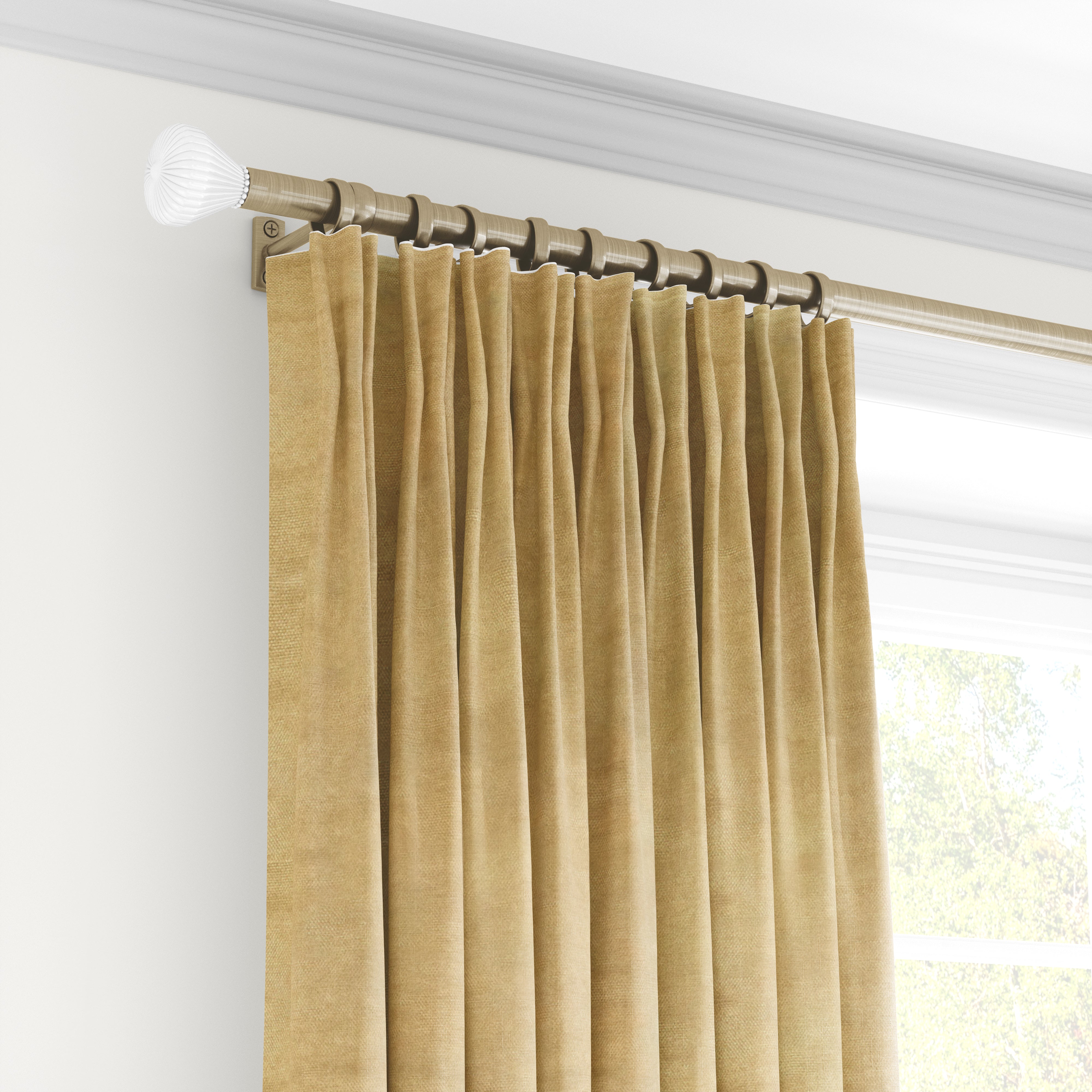 Plain microvelor curtain, mustard color