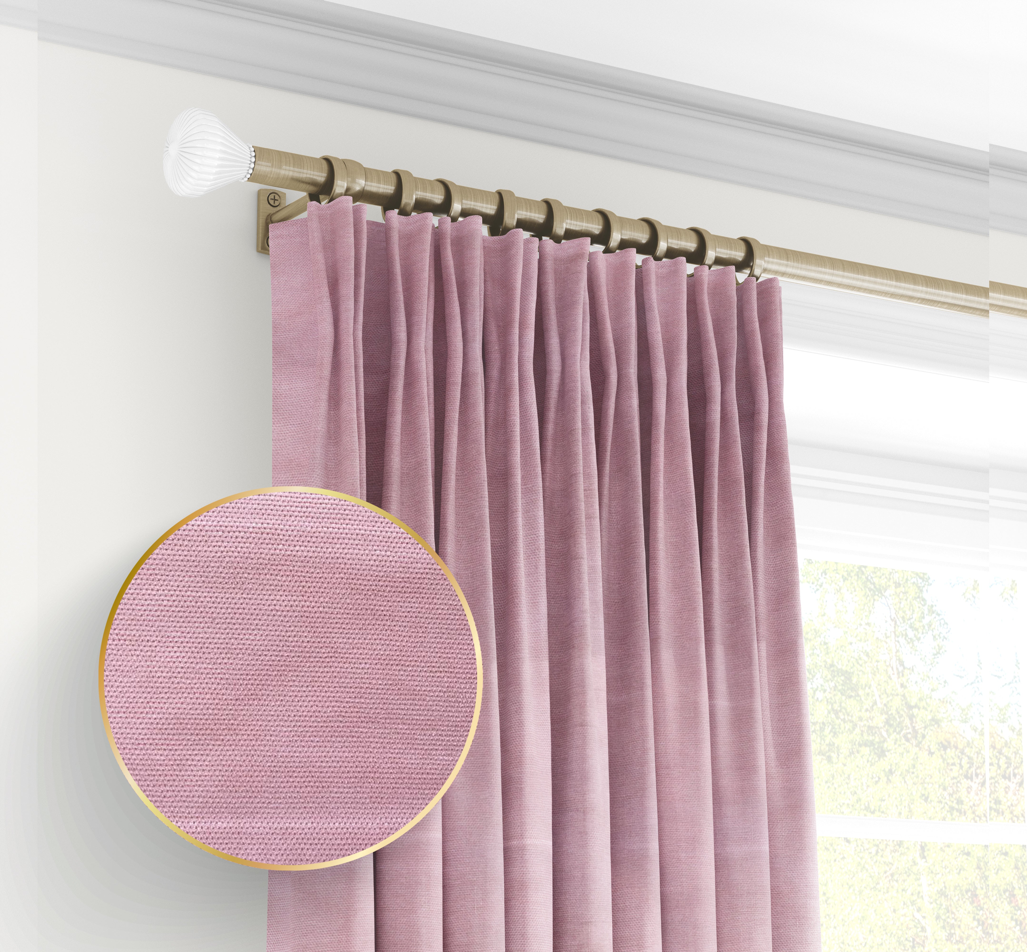 Plain microvelor curtain, light pink color