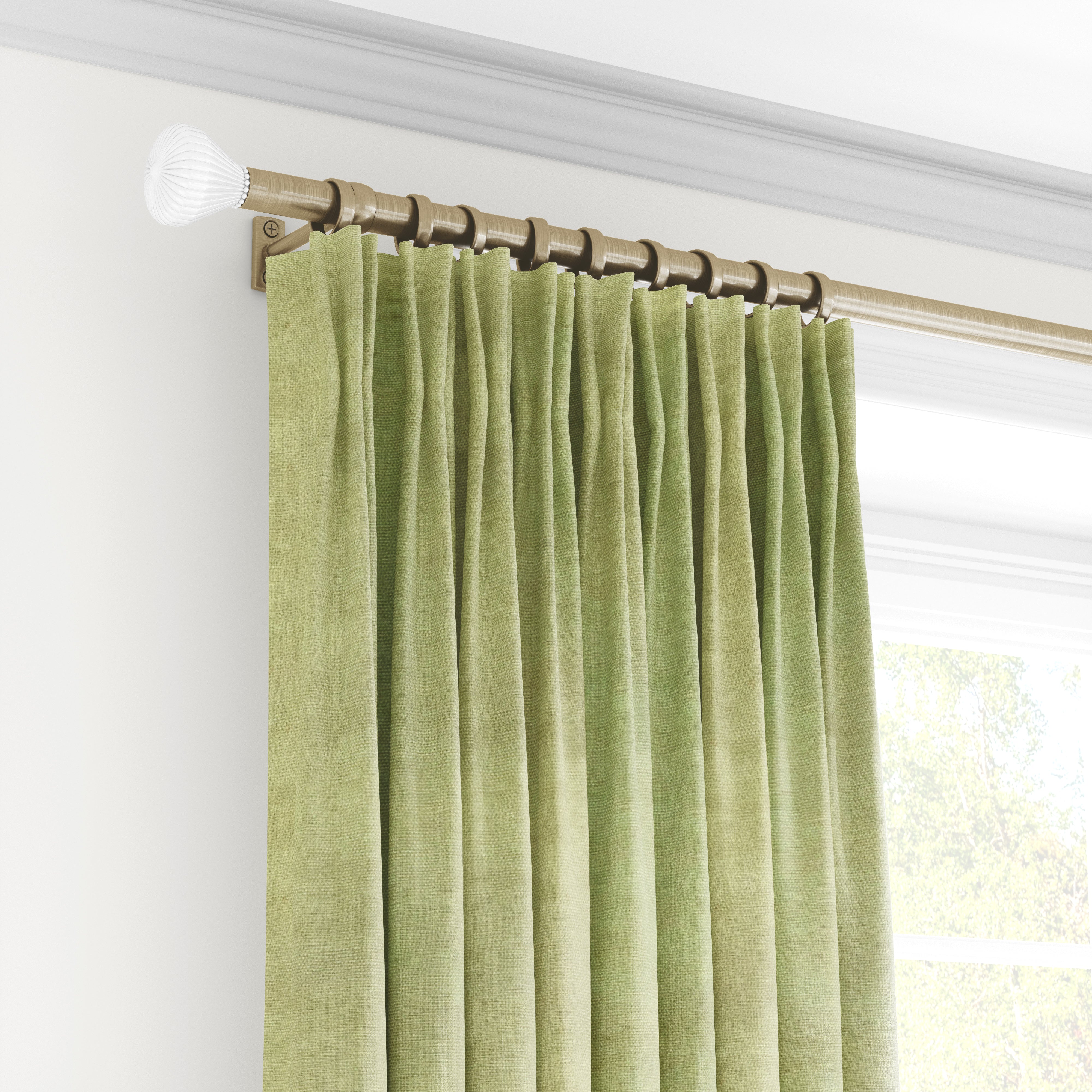 Plain microvelor curtain, light green color