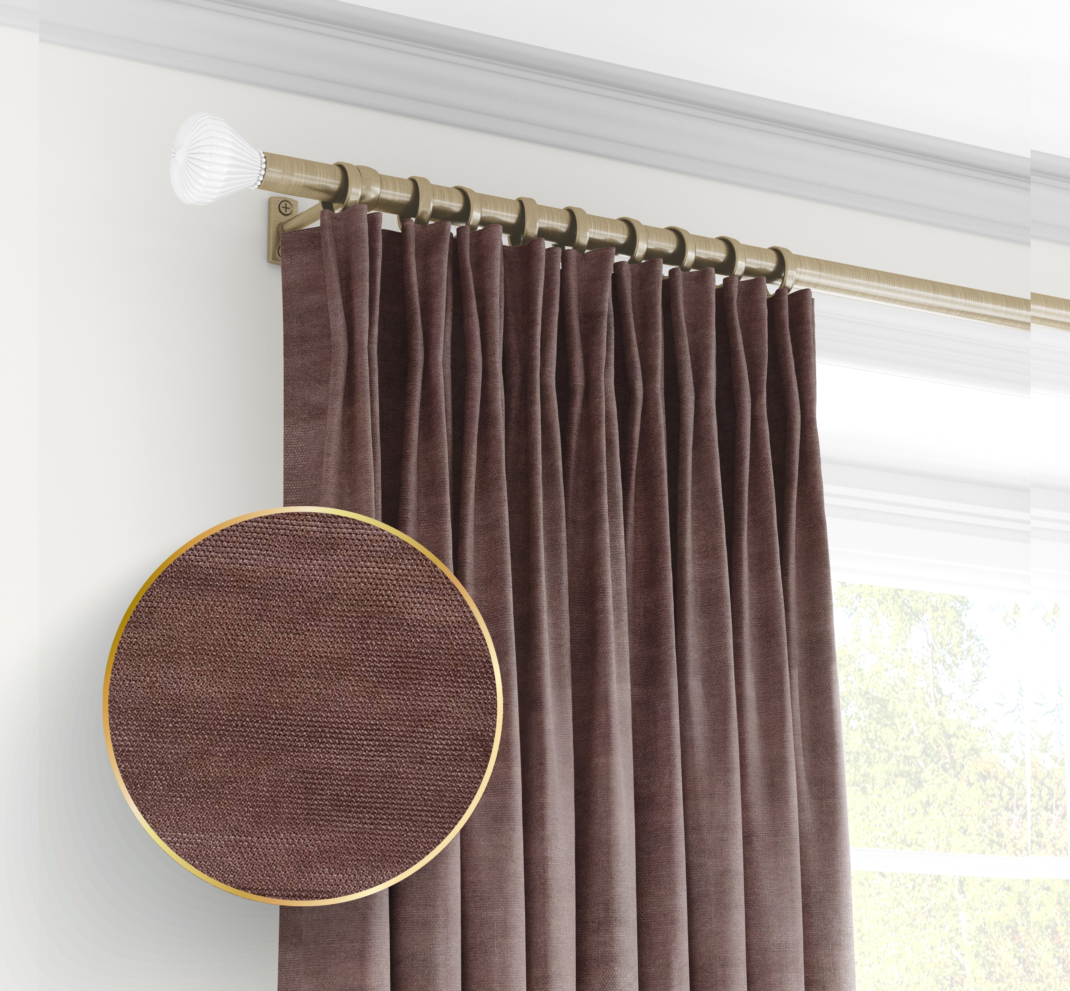 Plain microvelor curtain, brown color
