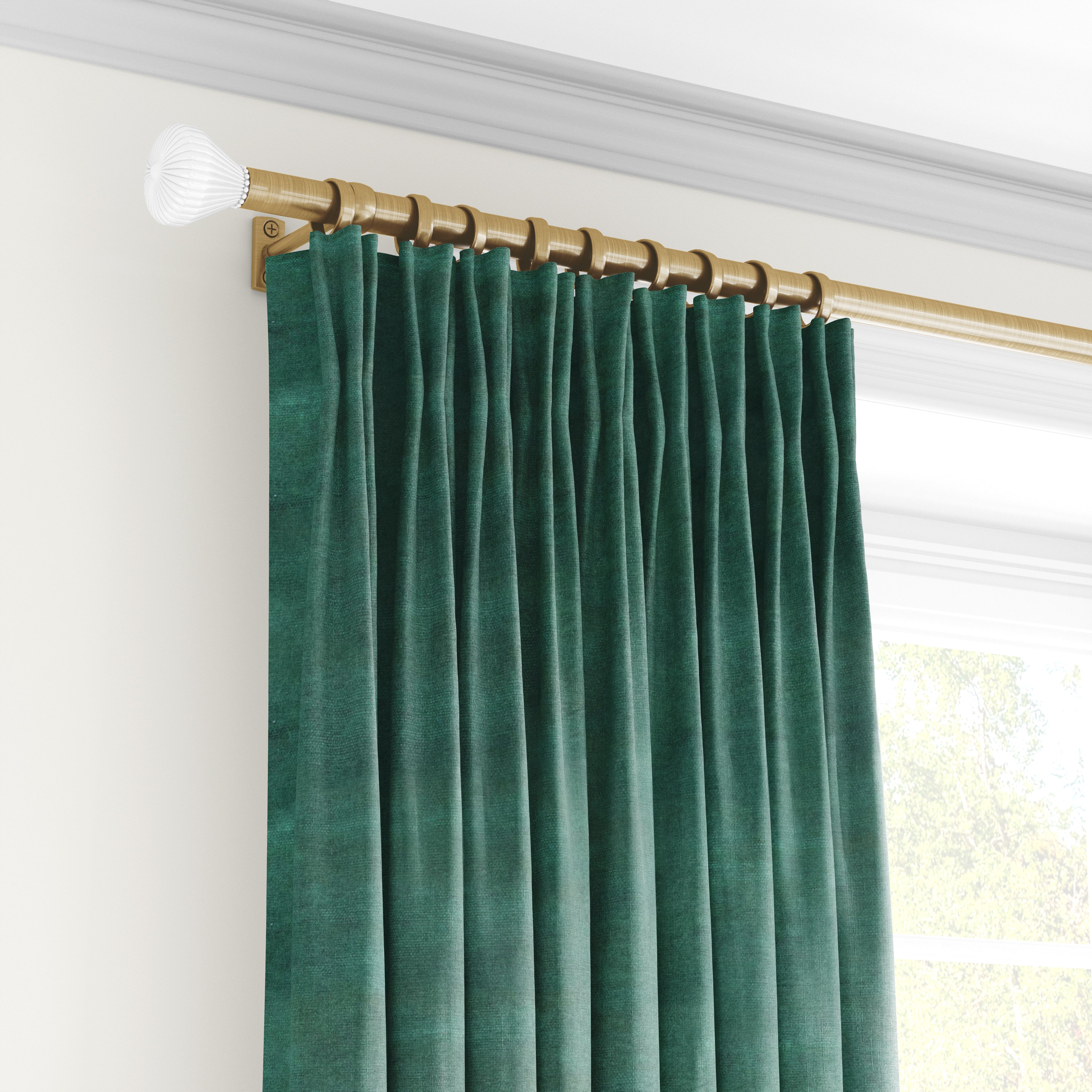 Plain microvelor curtain, emerald green color