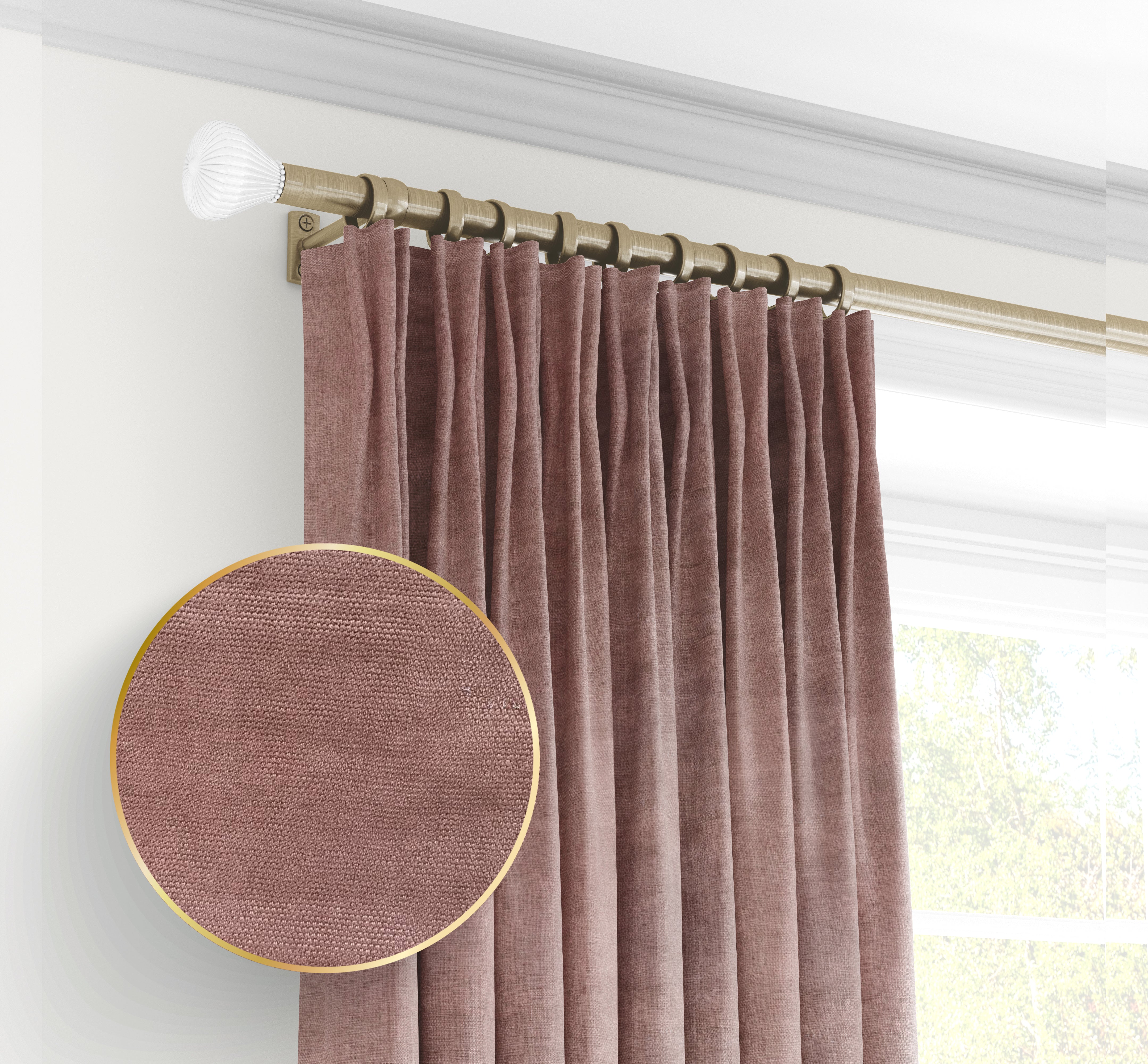 Plain microvelor curtain, light brown color