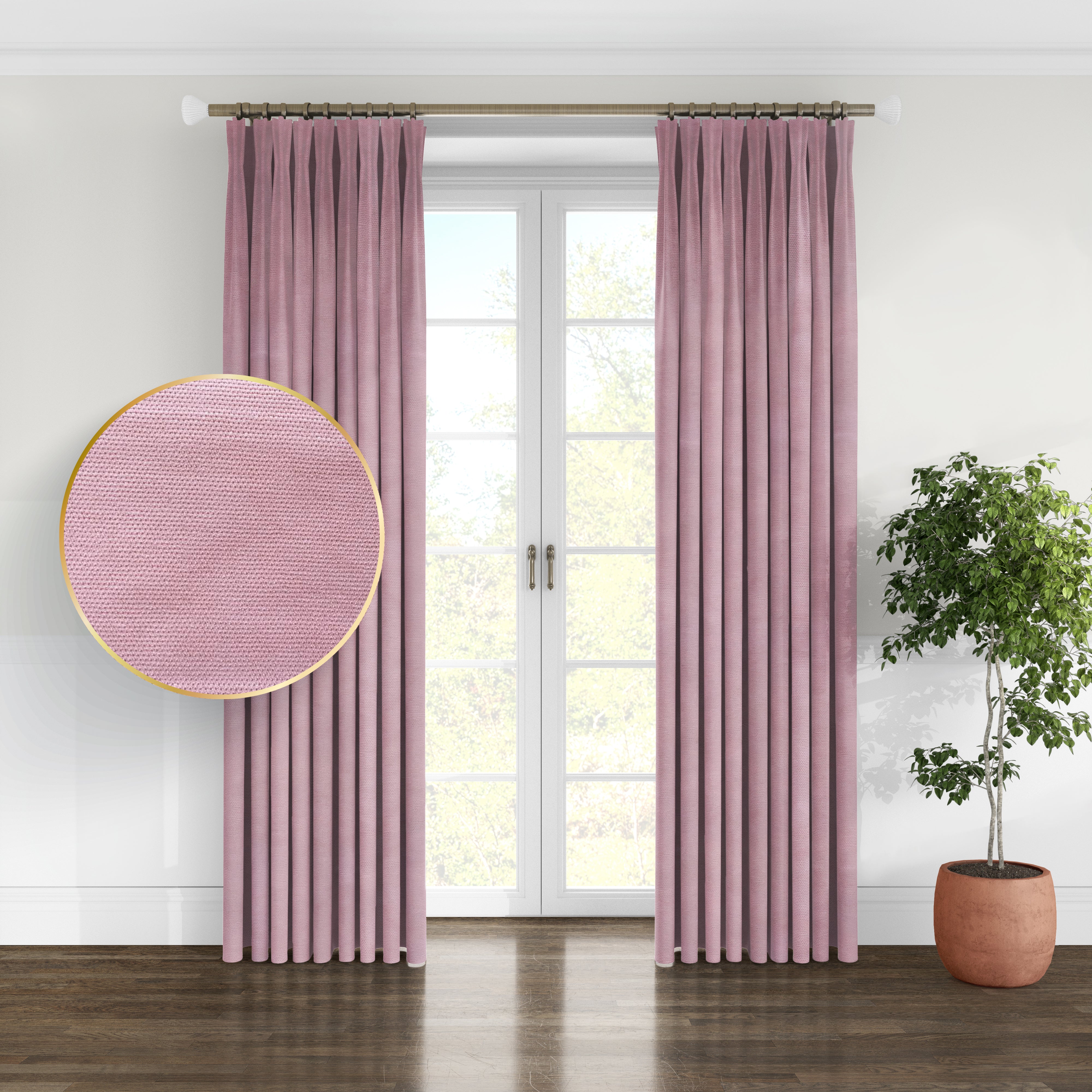 Plain microvelor curtain, light pink color