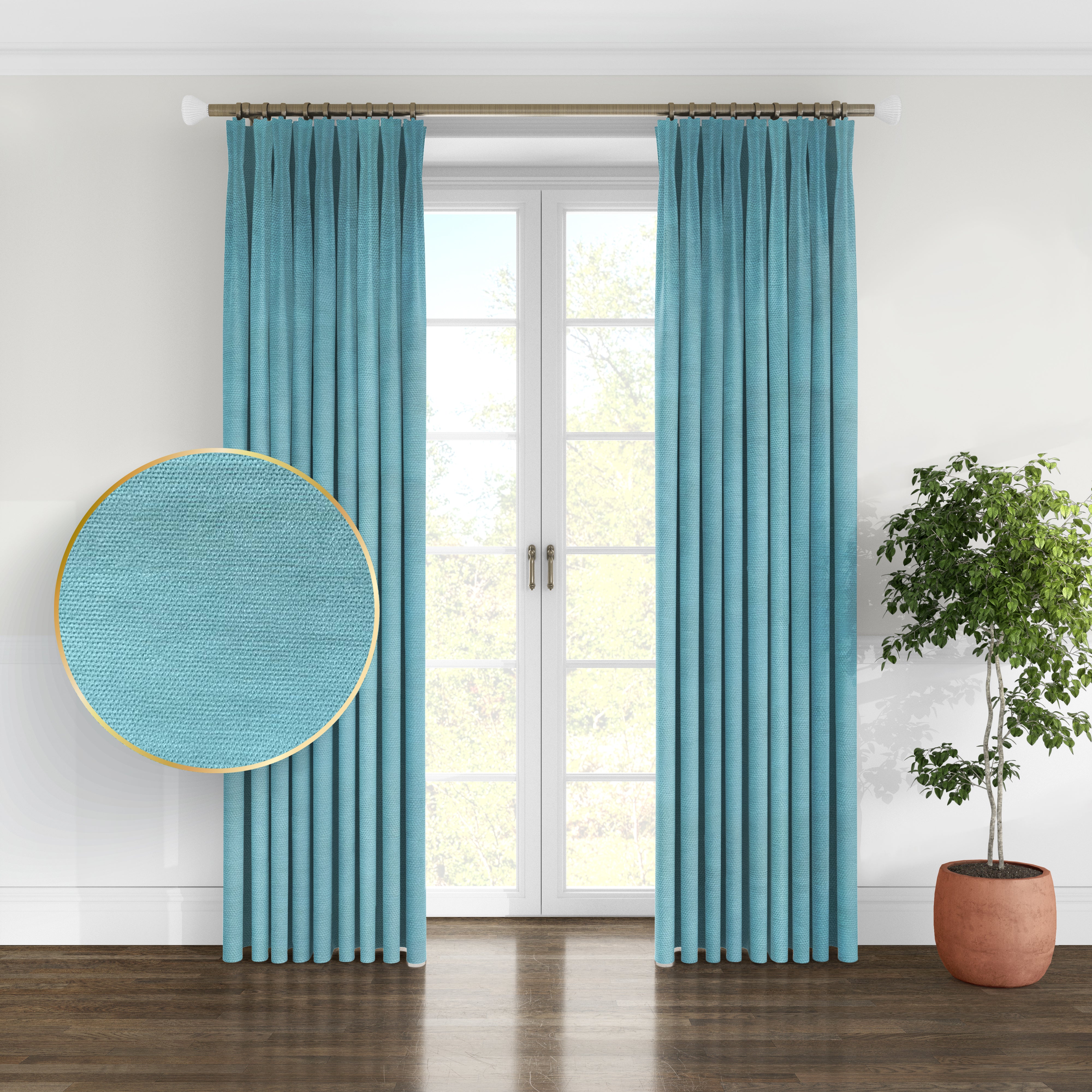 Plain microvelor curtain, mint color