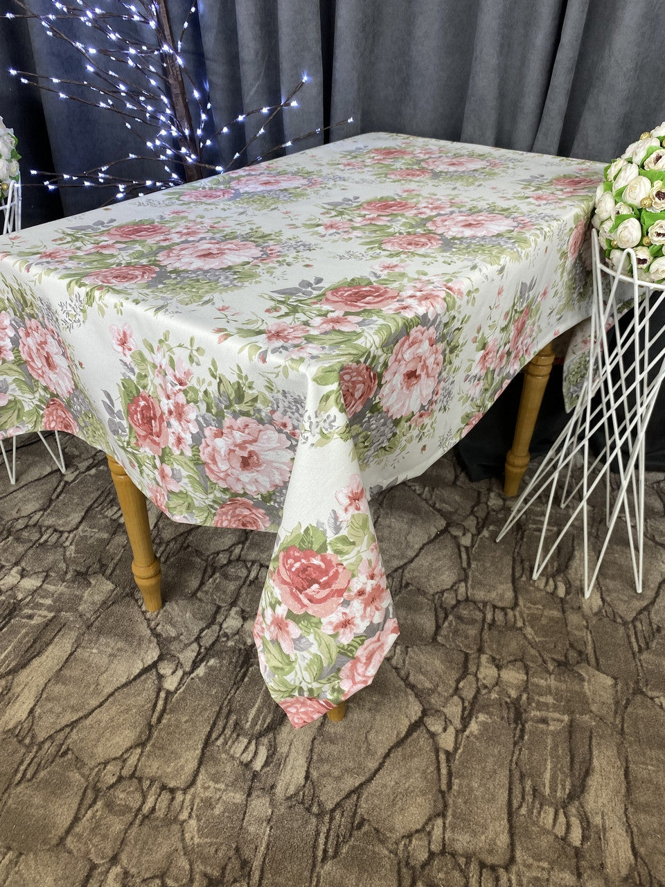 Linen waterproof tablecloth with Teflon, Geometry collection, luxury quality (custom or standard size)