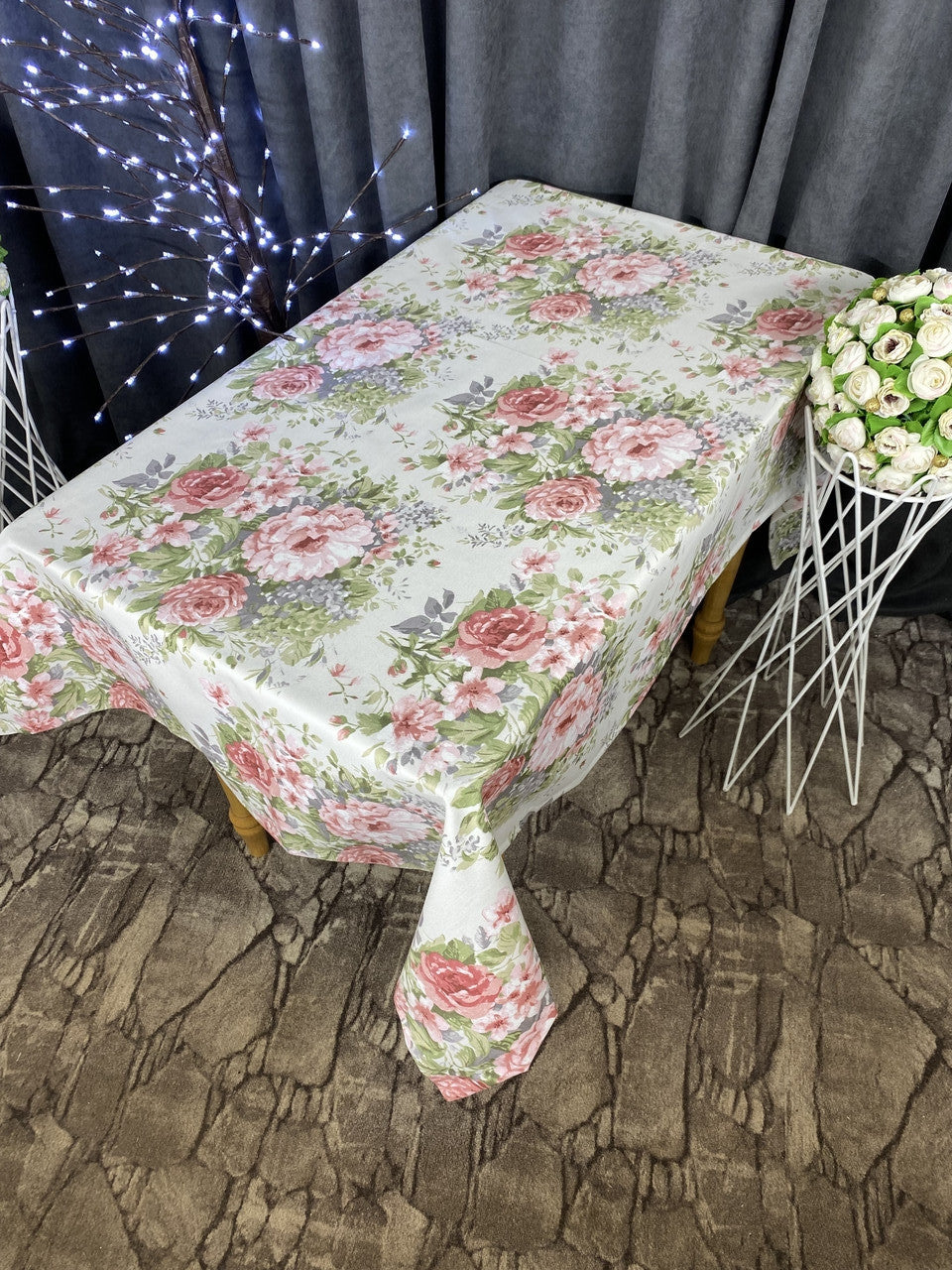 Linen waterproof tablecloth with Teflon, Geometry collection, luxury quality (custom or standard size)