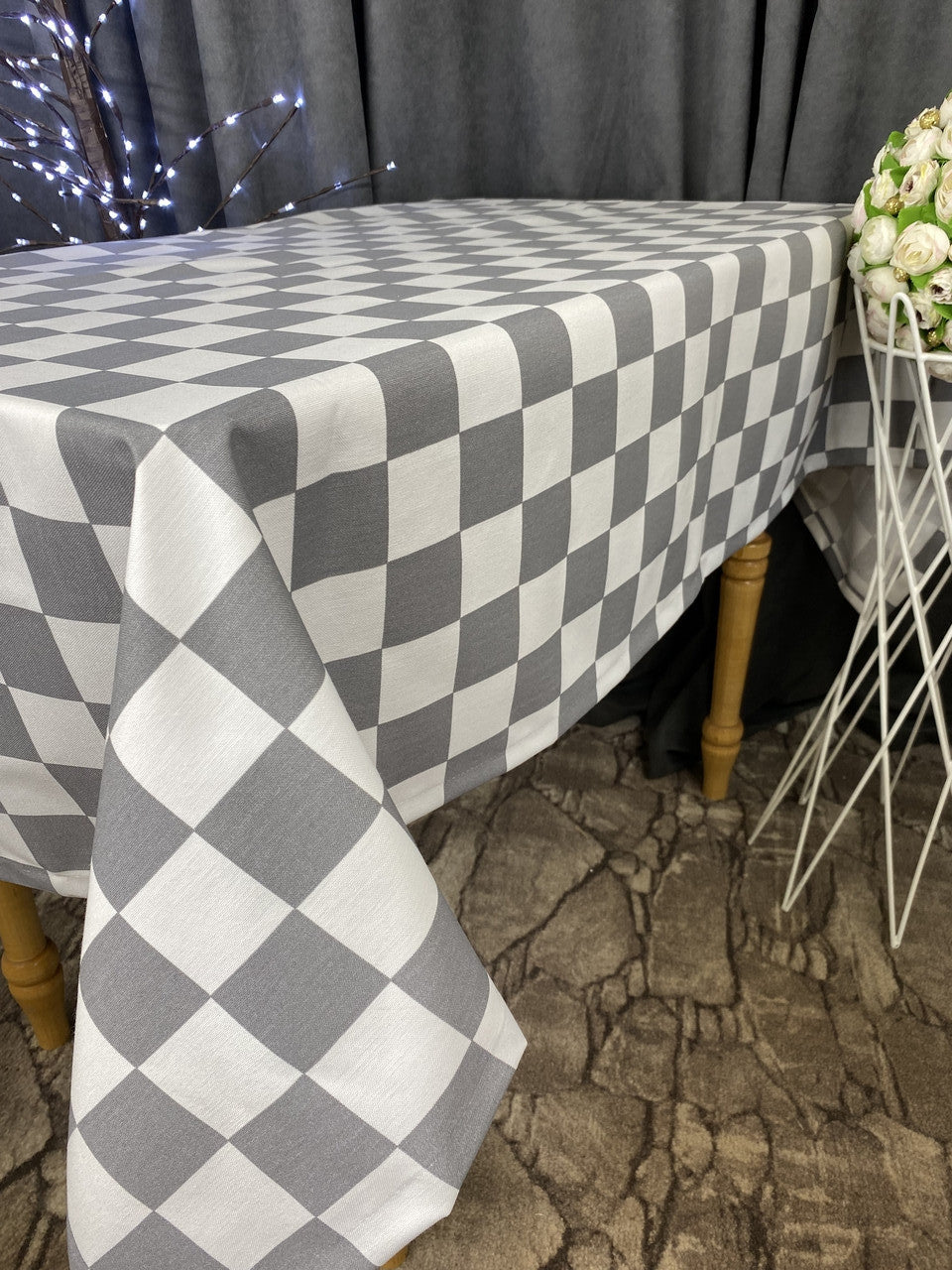 Linen waterproof tablecloth with Teflon, Geometry collection, luxury quality (custom or standard size)
