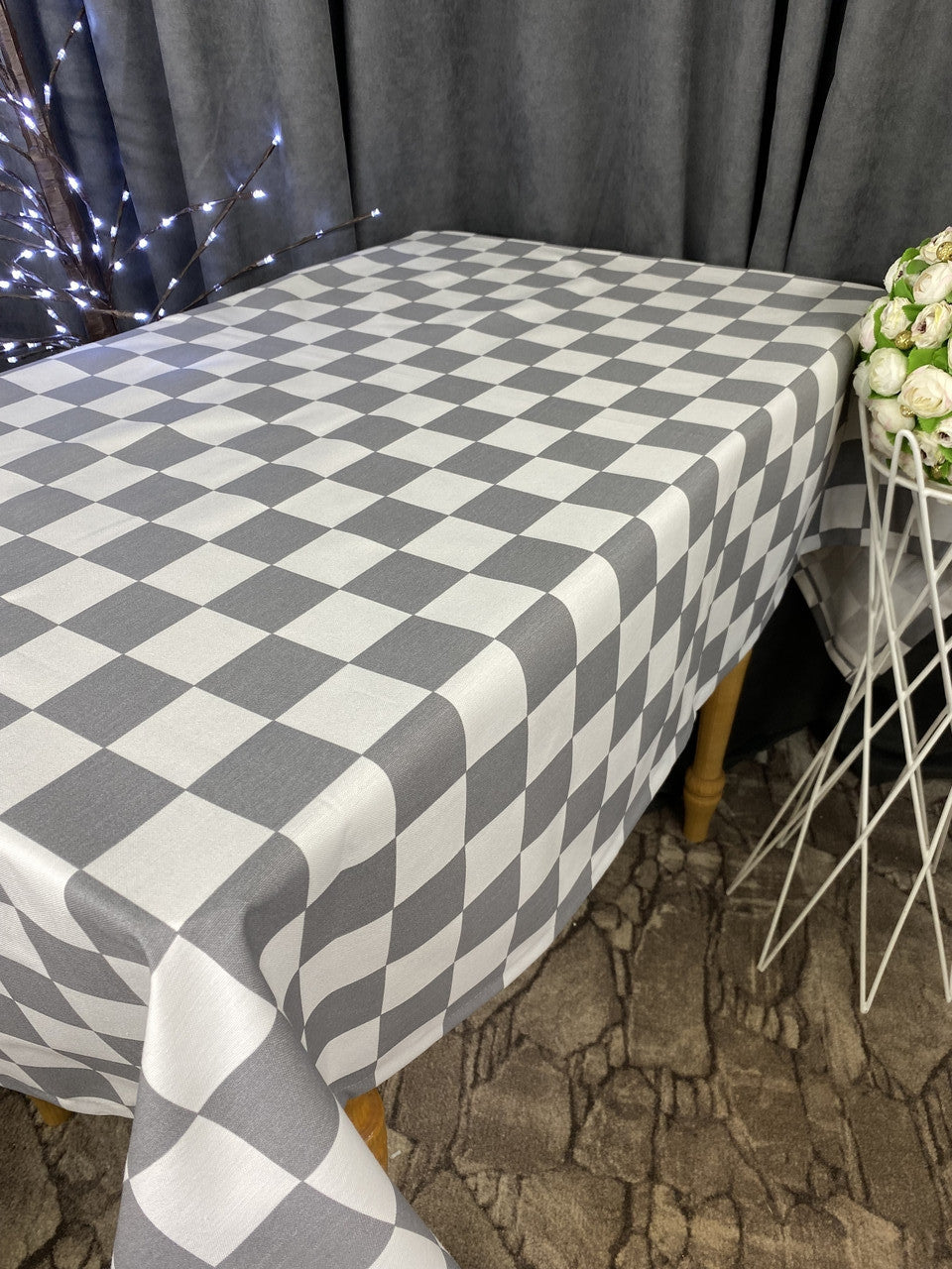 Linen waterproof tablecloth with Teflon, Geometry collection, luxury quality (custom or standard size)