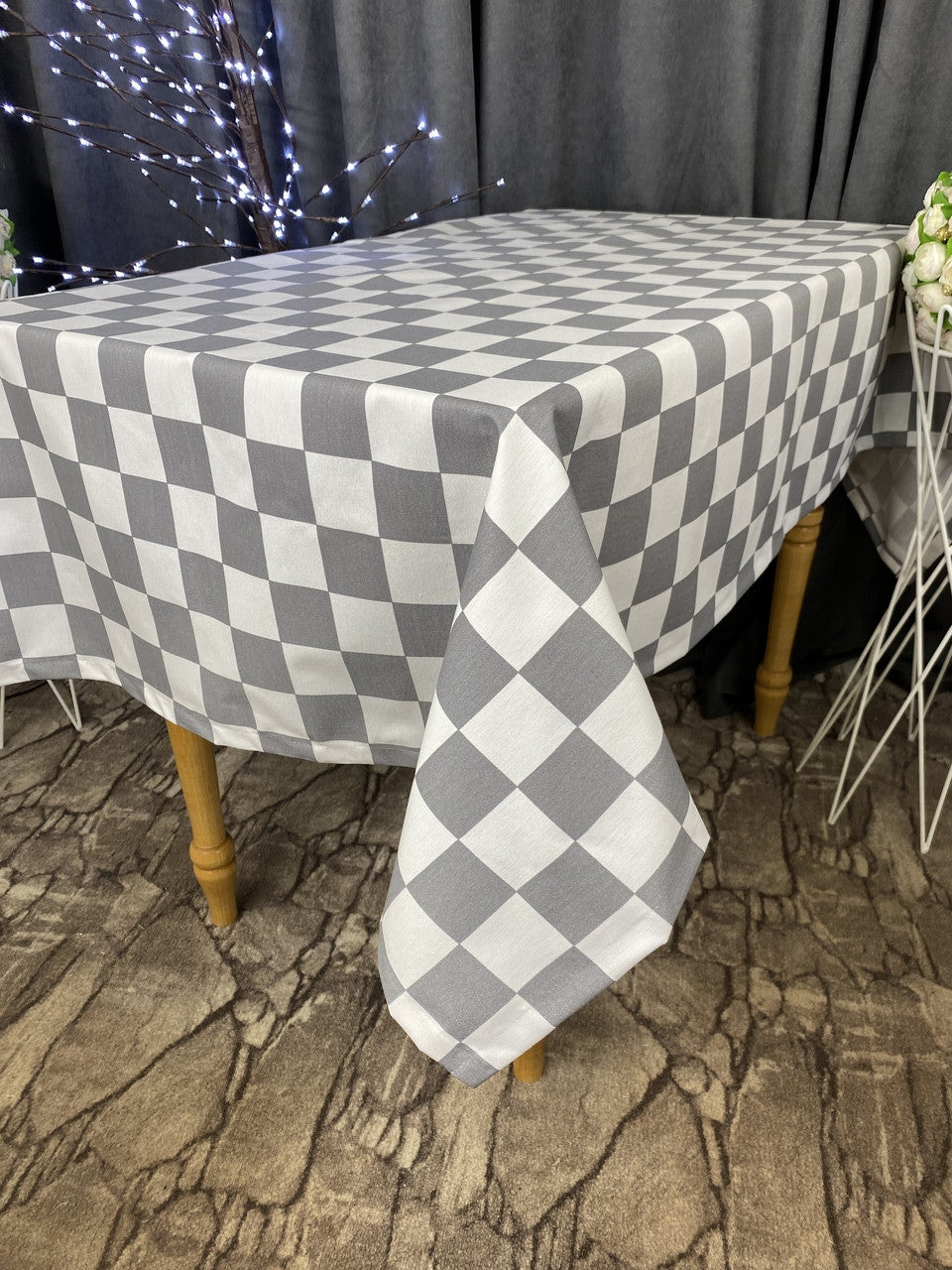 Linen waterproof tablecloth with Teflon, Geometry collection, luxury quality (custom or standard size)
