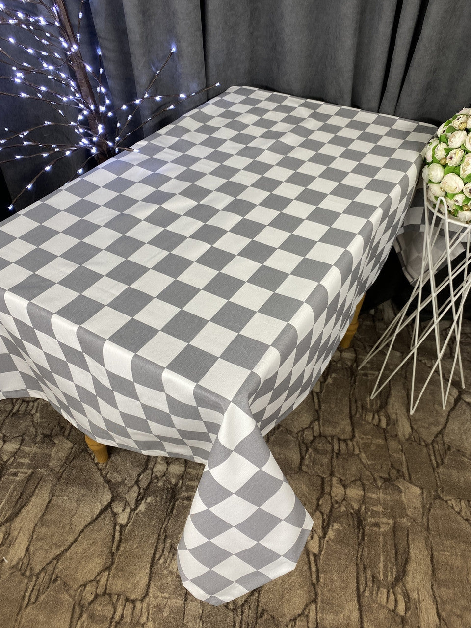 Linen waterproof tablecloth with Teflon, Geometry collection, luxury quality (custom or standard size)