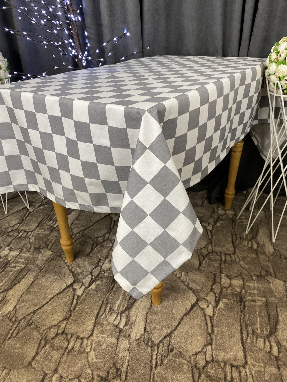 Linen waterproof tablecloth with Teflon, Geometry collection, luxury quality (custom or standard size)