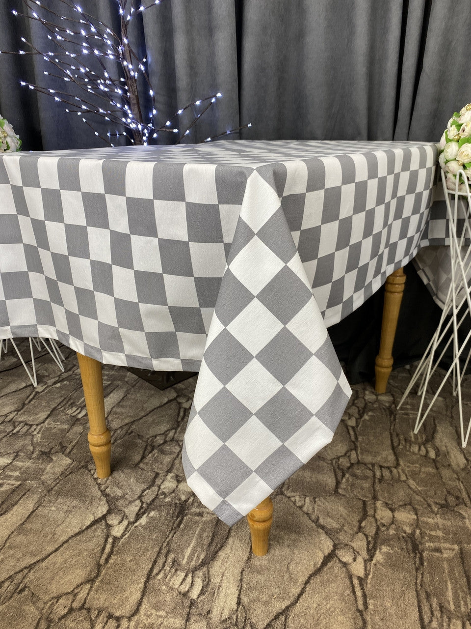 Linen waterproof tablecloth with Teflon, Geometry collection, luxury quality (custom or standard size)