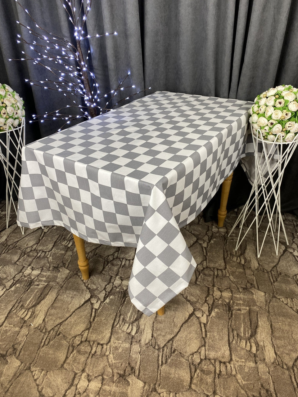 Linen waterproof tablecloth with Teflon, Geometry collection, luxury quality (custom or standard size)