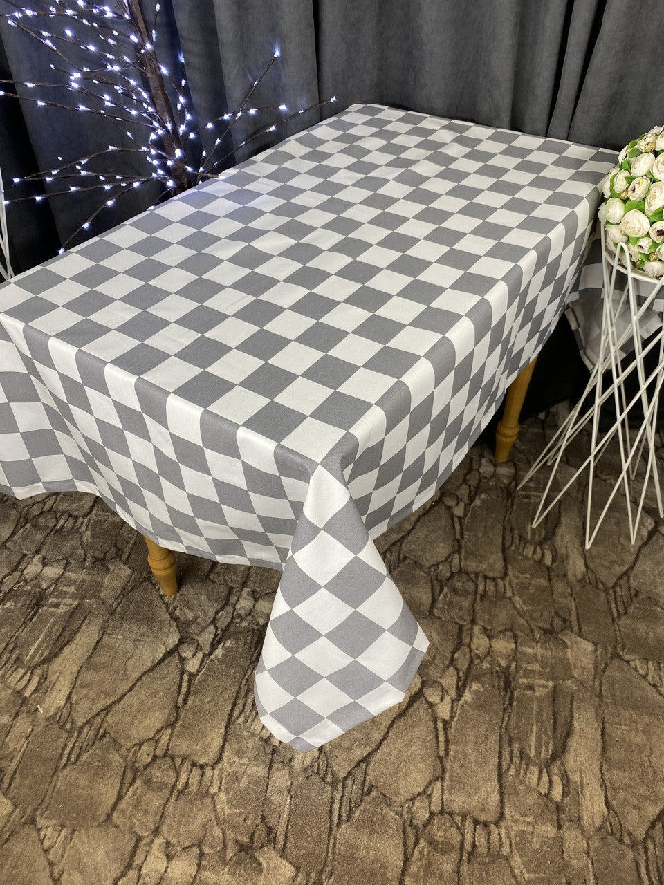 Linen waterproof tablecloth with Teflon, Geometry collection, luxury quality (custom or standard size)
