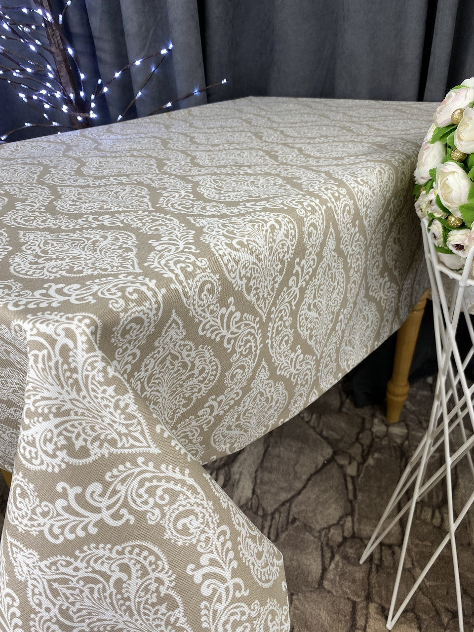Linen waterproof tablecloth with Teflon, Geometry collection, luxury quality (custom or standard size)