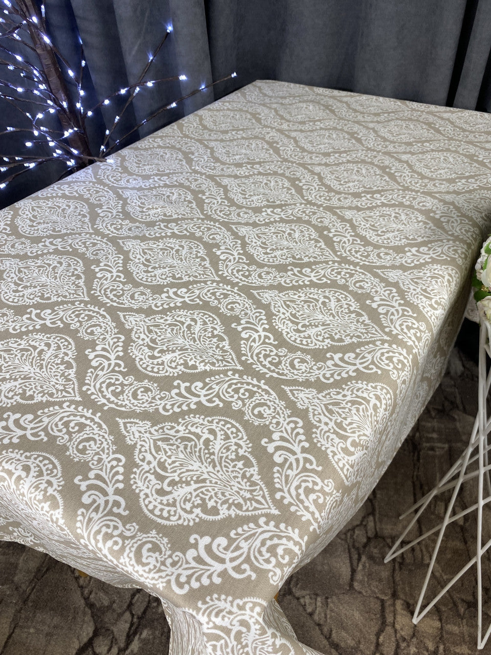 Linen waterproof tablecloth with Teflon, Geometry collection, luxury quality (custom or standard size)