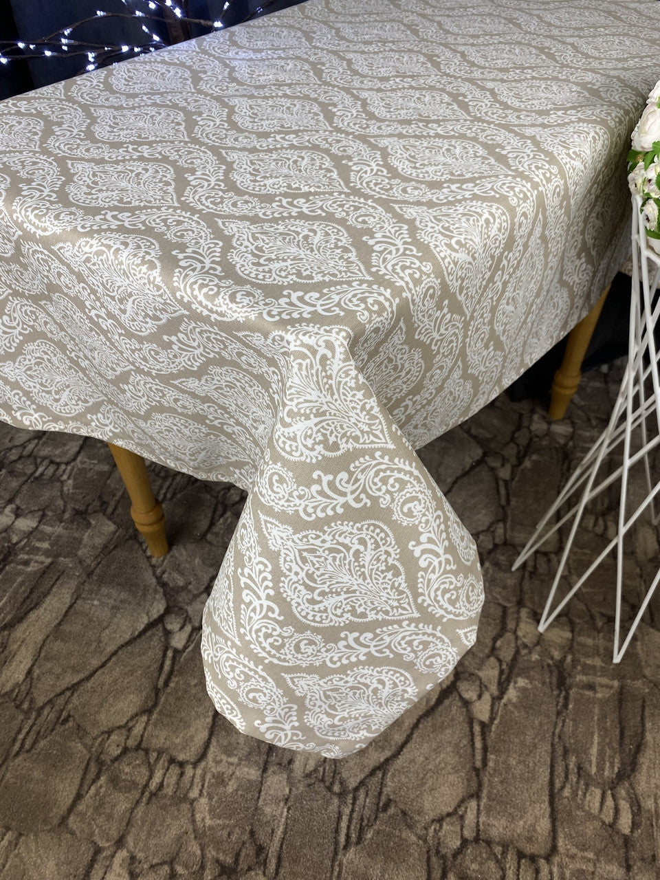 Linen waterproof tablecloth with Teflon, Geometry collection, luxury quality (custom or standard size)