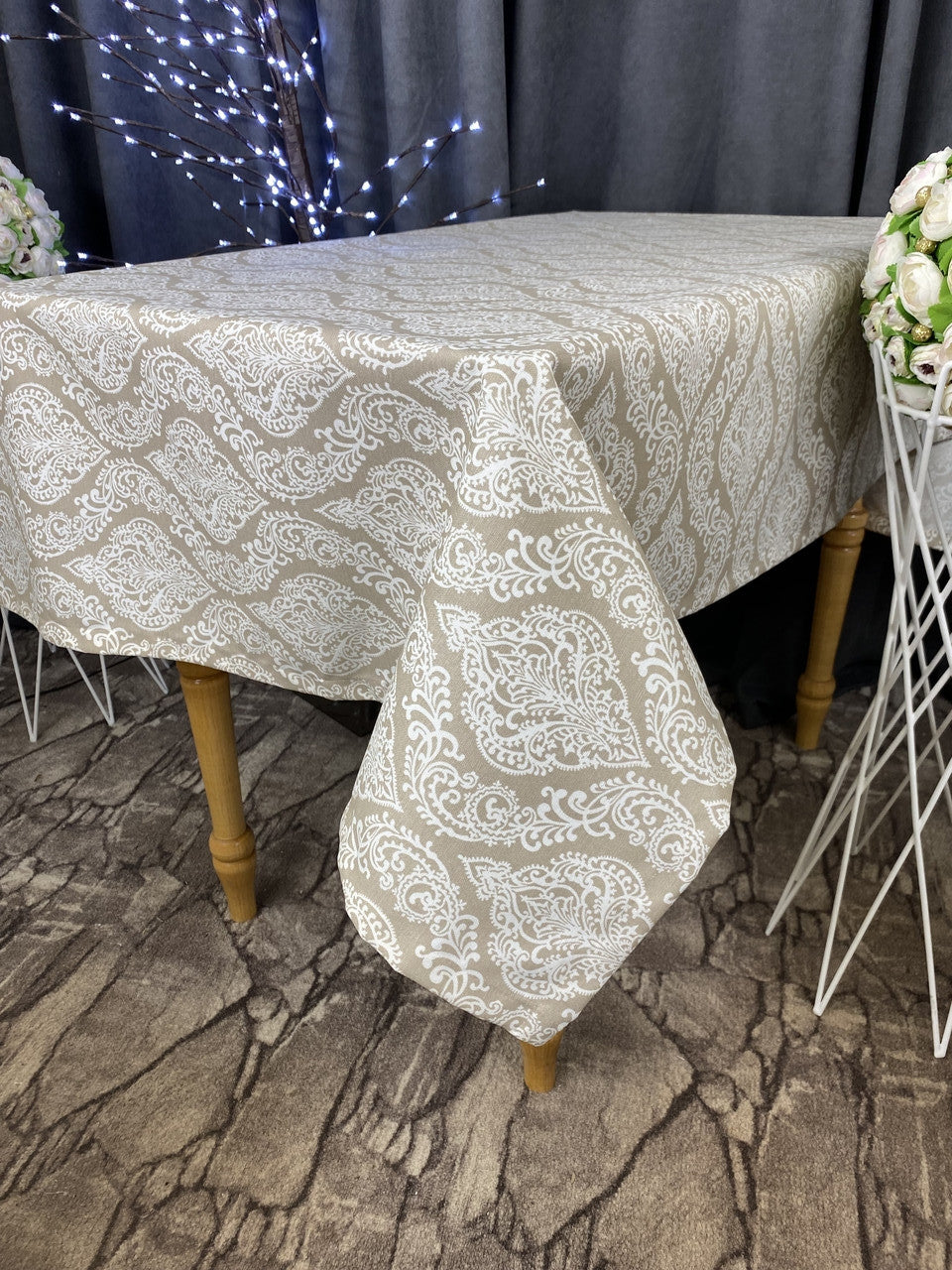 Linen waterproof tablecloth with Teflon, Geometry collection, luxury quality (custom or standard size)
