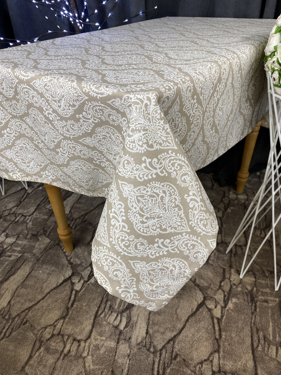 Linen waterproof tablecloth with Teflon, Geometry collection, luxury quality (custom or standard size)