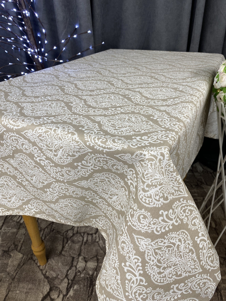 Linen waterproof tablecloth with Teflon, Geometry collection, luxury quality (custom or standard size)