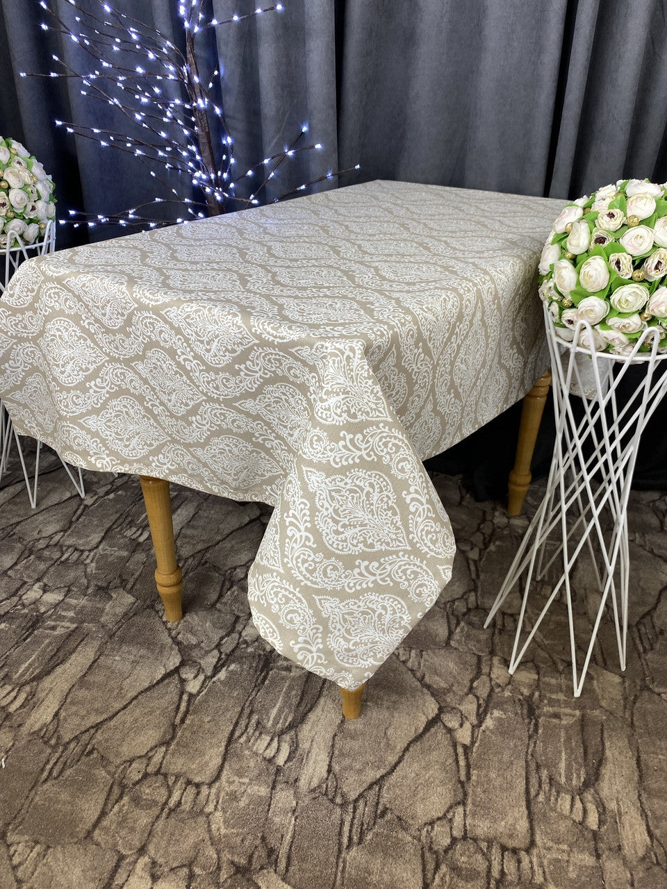 Linen waterproof tablecloth with Teflon, Geometry collection, luxury quality (custom or standard size)
