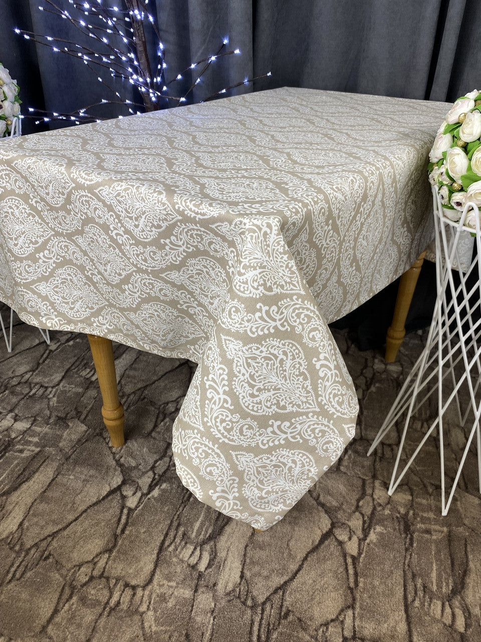 Linen waterproof tablecloth with Teflon, Geometry collection, luxury quality (custom or standard size)