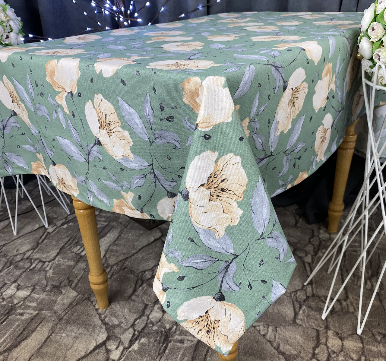 Linen waterproof tablecloth with Teflon, Geometry collection, luxury quality (custom or standard size)