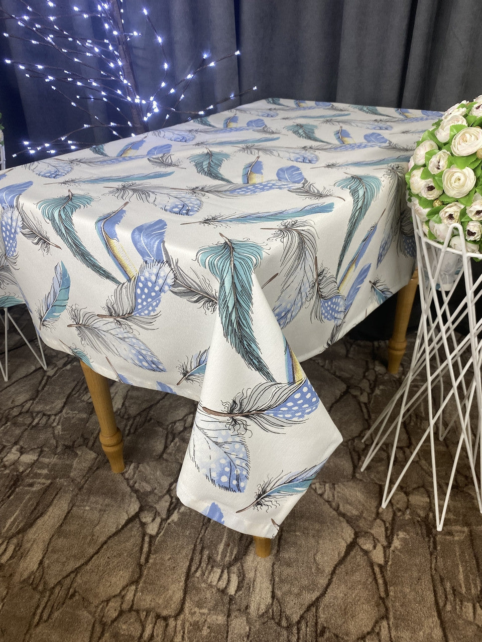 Linen waterproof tablecloth with Teflon, Geometry collection, luxury quality (custom or standard size)