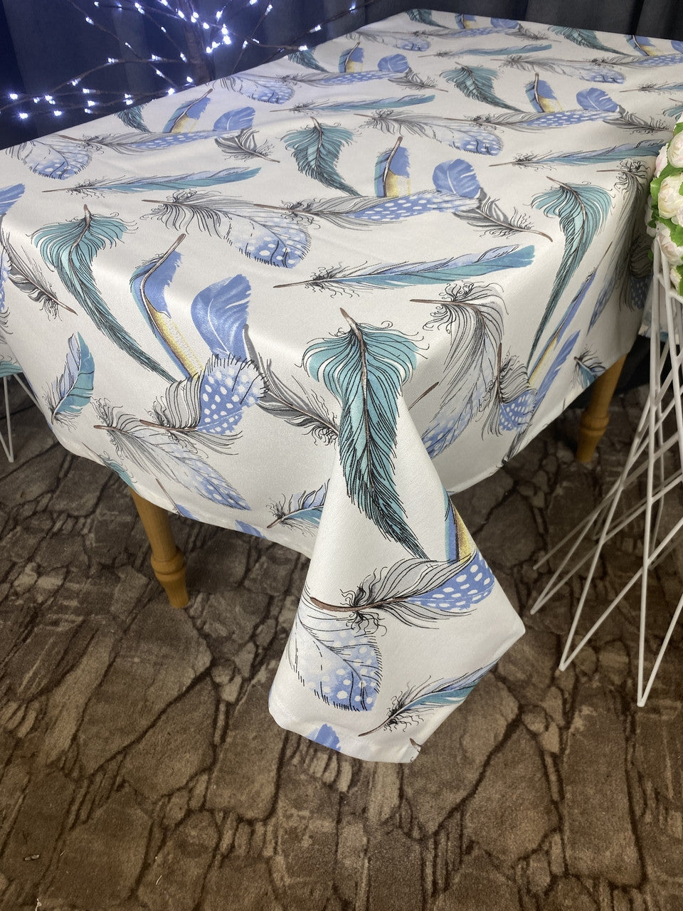 Linen waterproof tablecloth with Teflon, Geometry collection, luxury quality (custom or standard size)