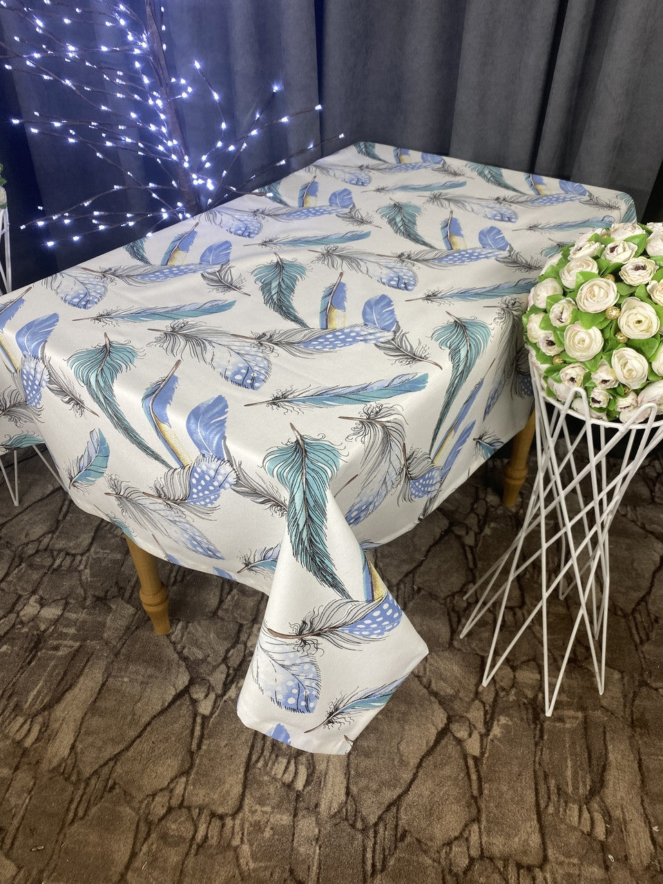 Linen waterproof tablecloth with Teflon, Geometry collection, luxury quality (custom or standard size)