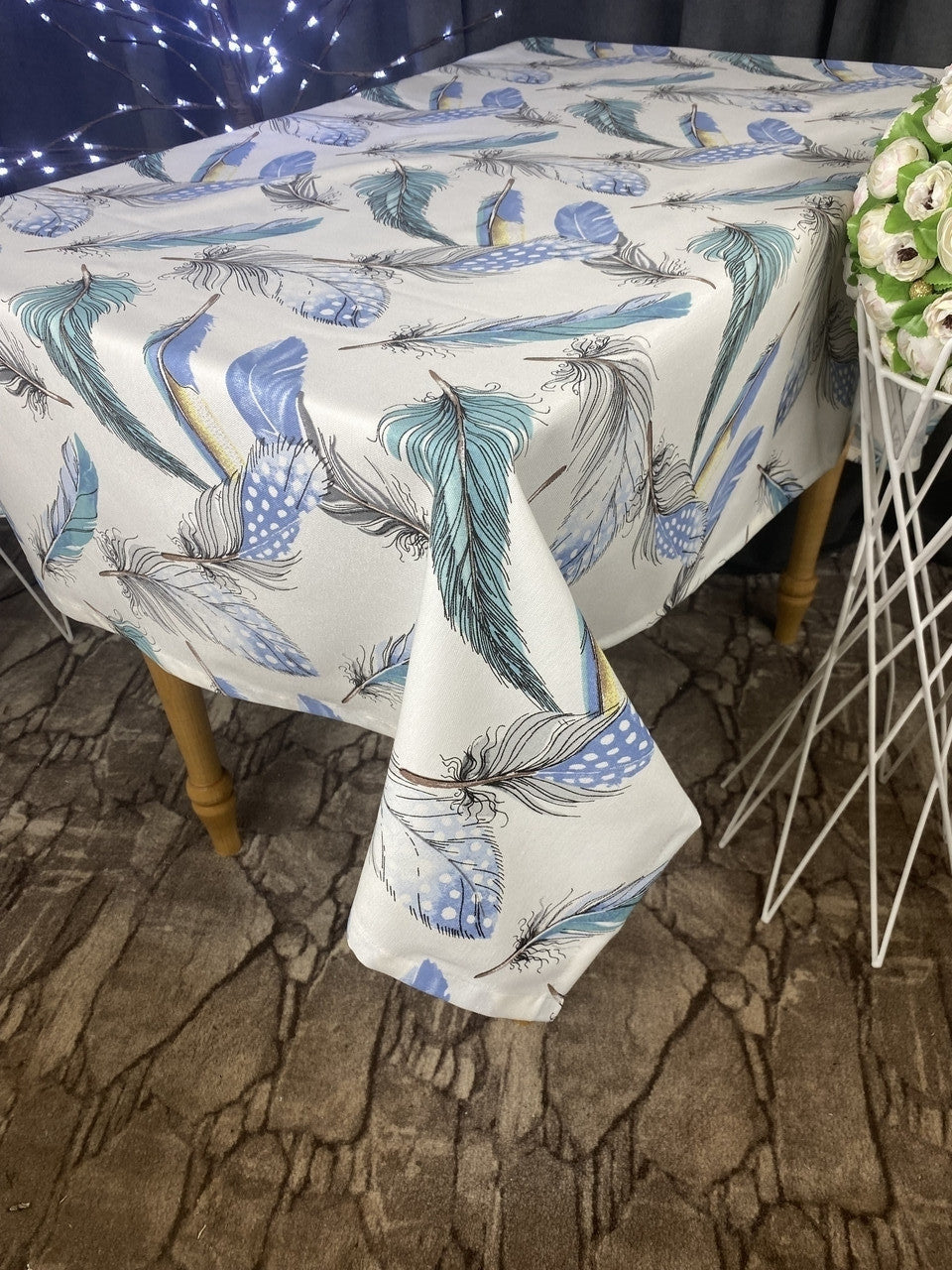 Linen waterproof tablecloth with Teflon, Geometry collection, luxury quality (custom or standard size)
