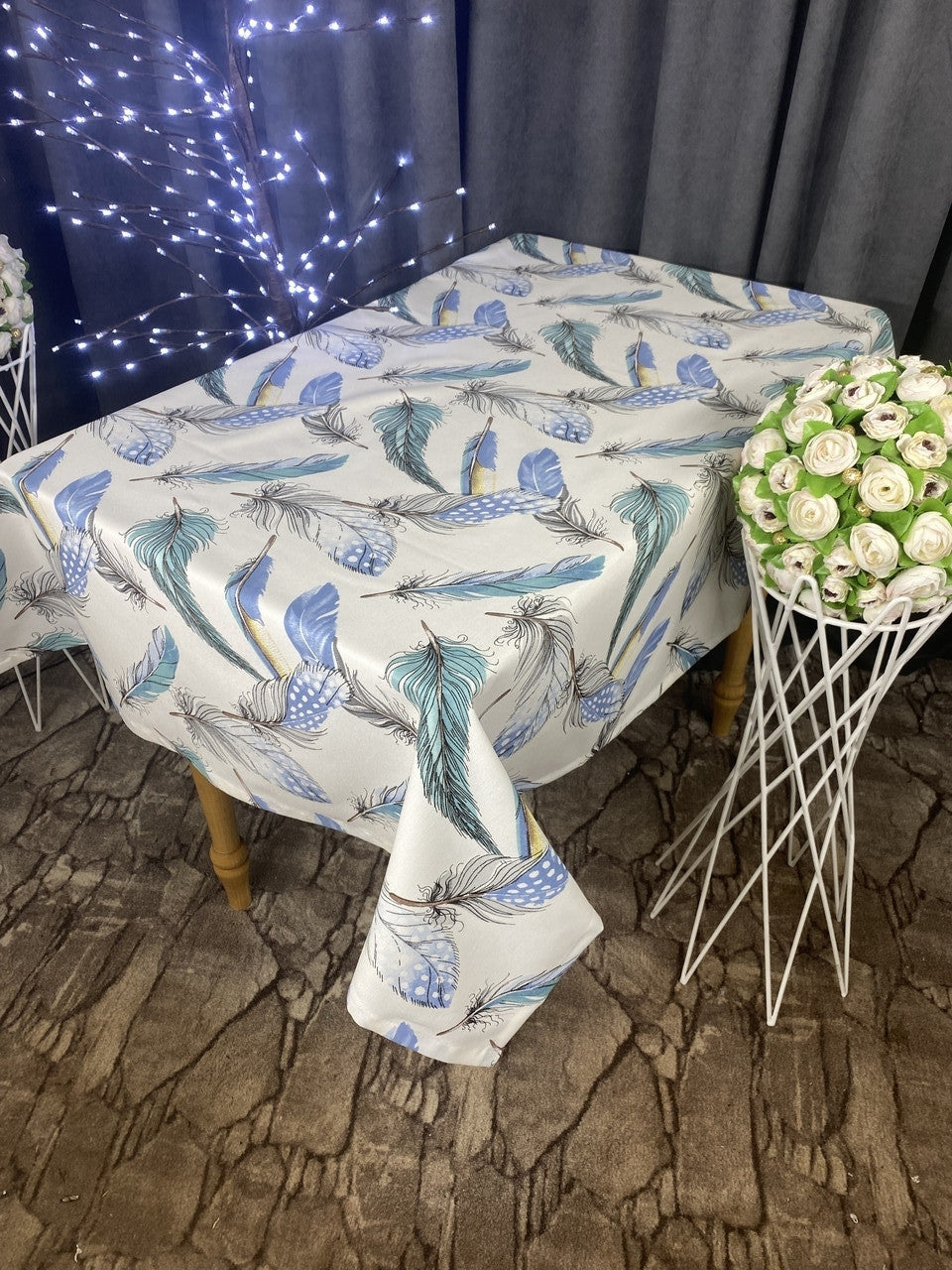 Linen waterproof tablecloth with Teflon, Geometry collection, luxury quality (custom or standard size)