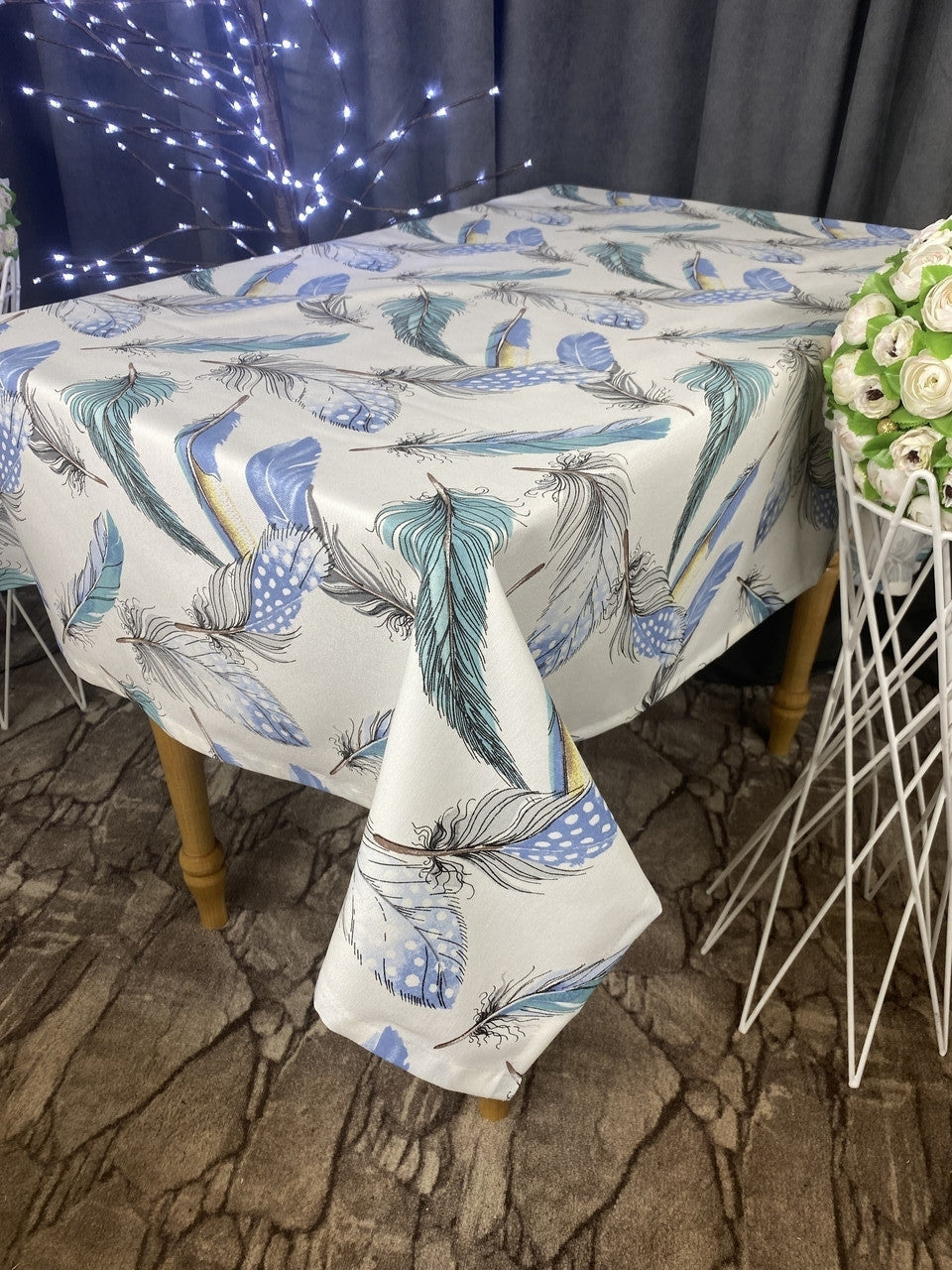 Linen waterproof tablecloth with Teflon, Geometry collection, luxury quality (custom or standard size)