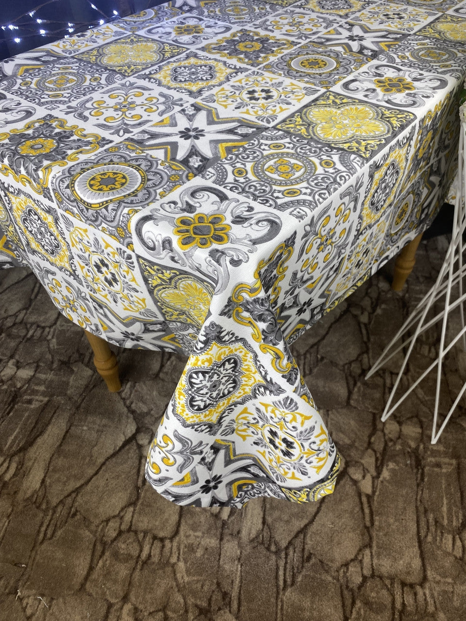 Linen waterproof tablecloth with Teflon, Geometry collection, luxury quality (custom or standard size)