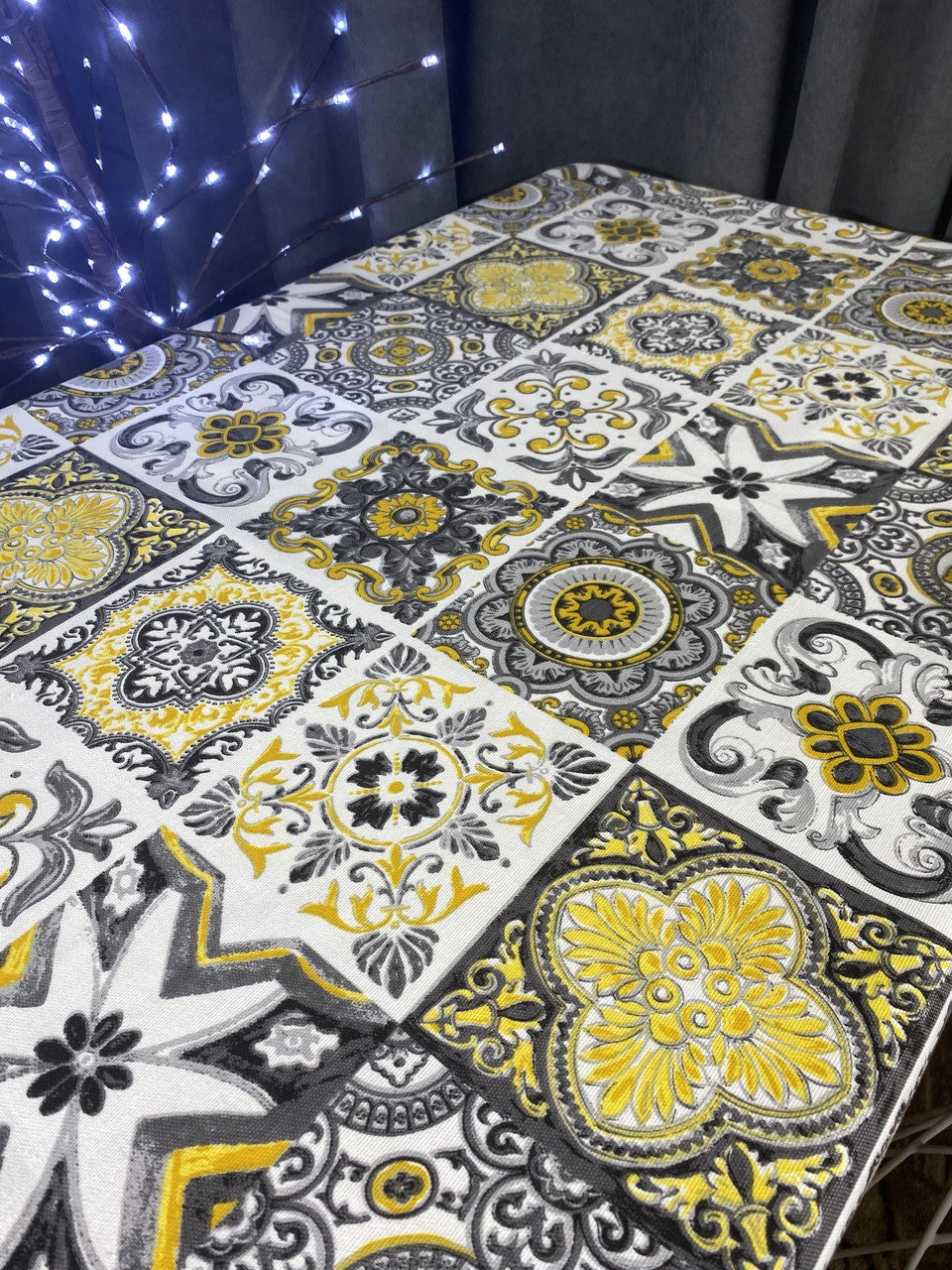Linen waterproof tablecloth with Teflon, Geometry collection, luxury quality (custom or standard size)