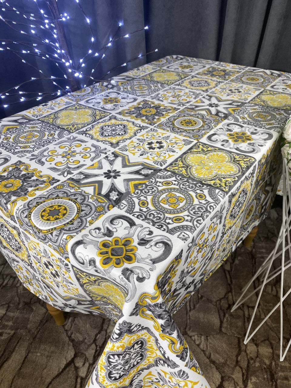 Linen waterproof tablecloth with Teflon, Geometry collection, luxury quality (custom or standard size)