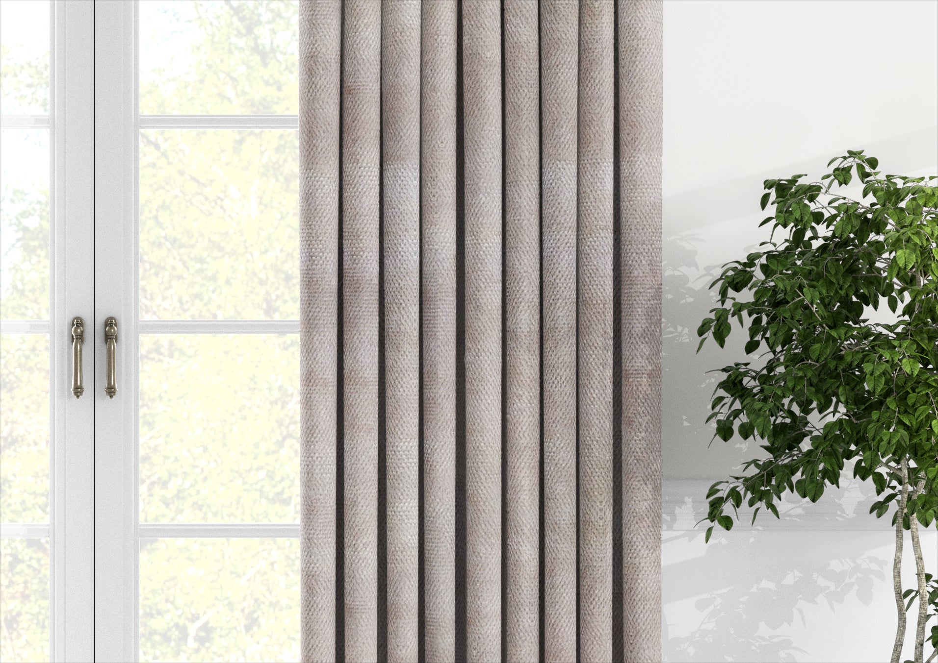 Plain microvelor curtain, cappuccino color