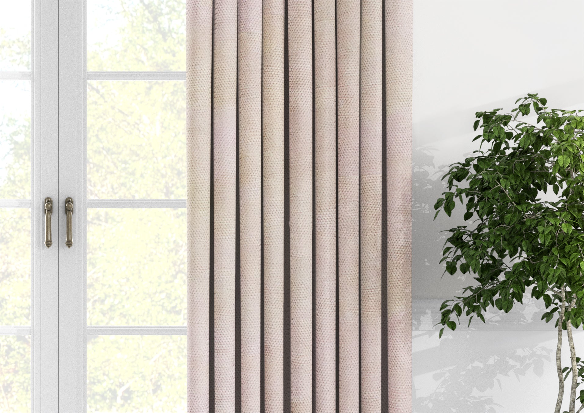 Plain microvelor curtain, sand color