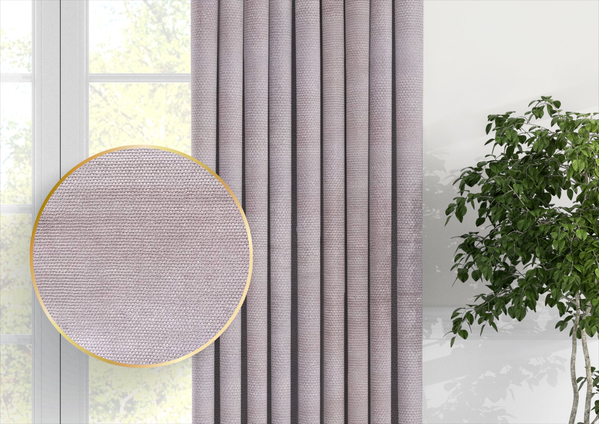 Plain microvelor curtain, light beige color