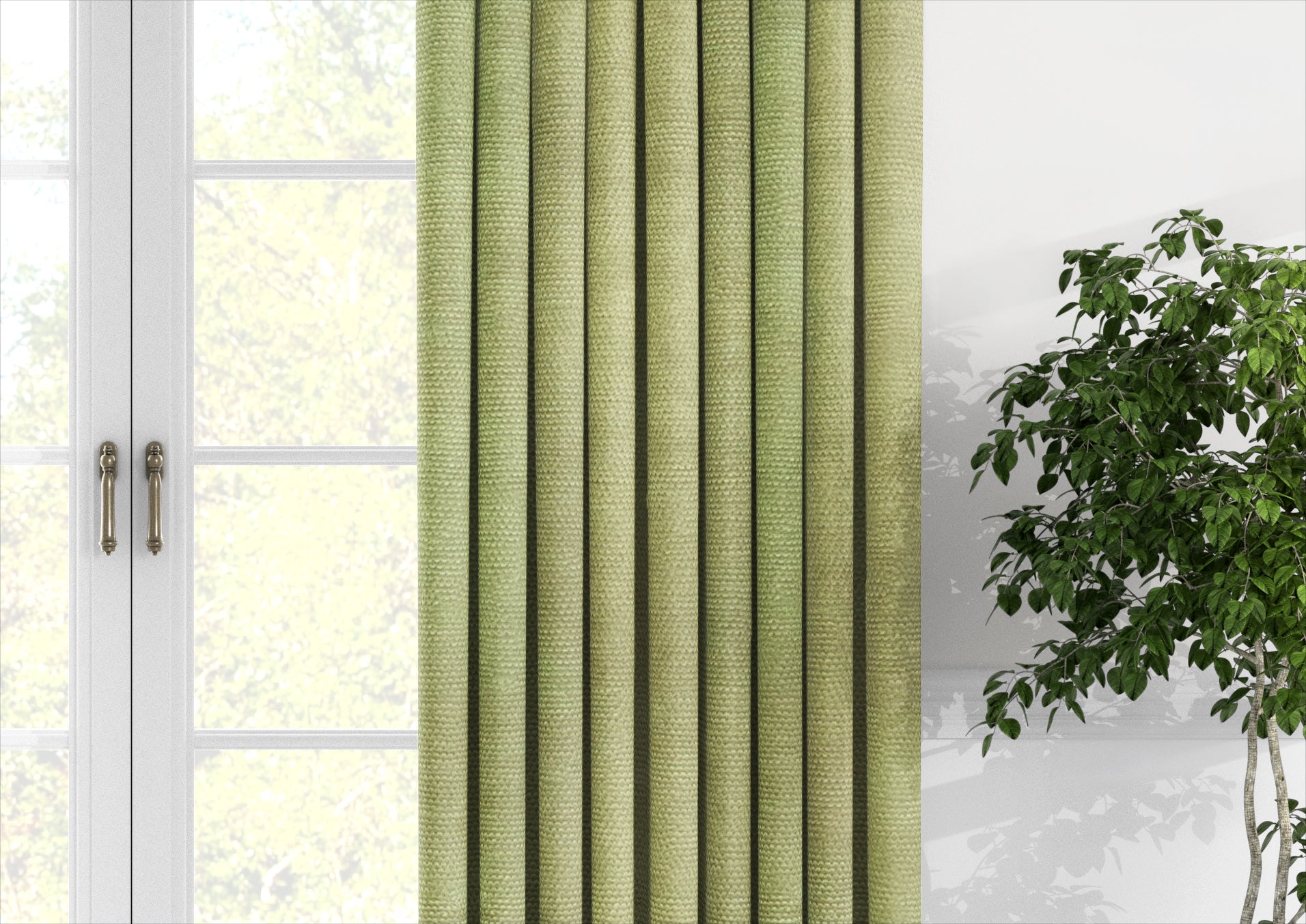 Plain microvelor curtain, light green color