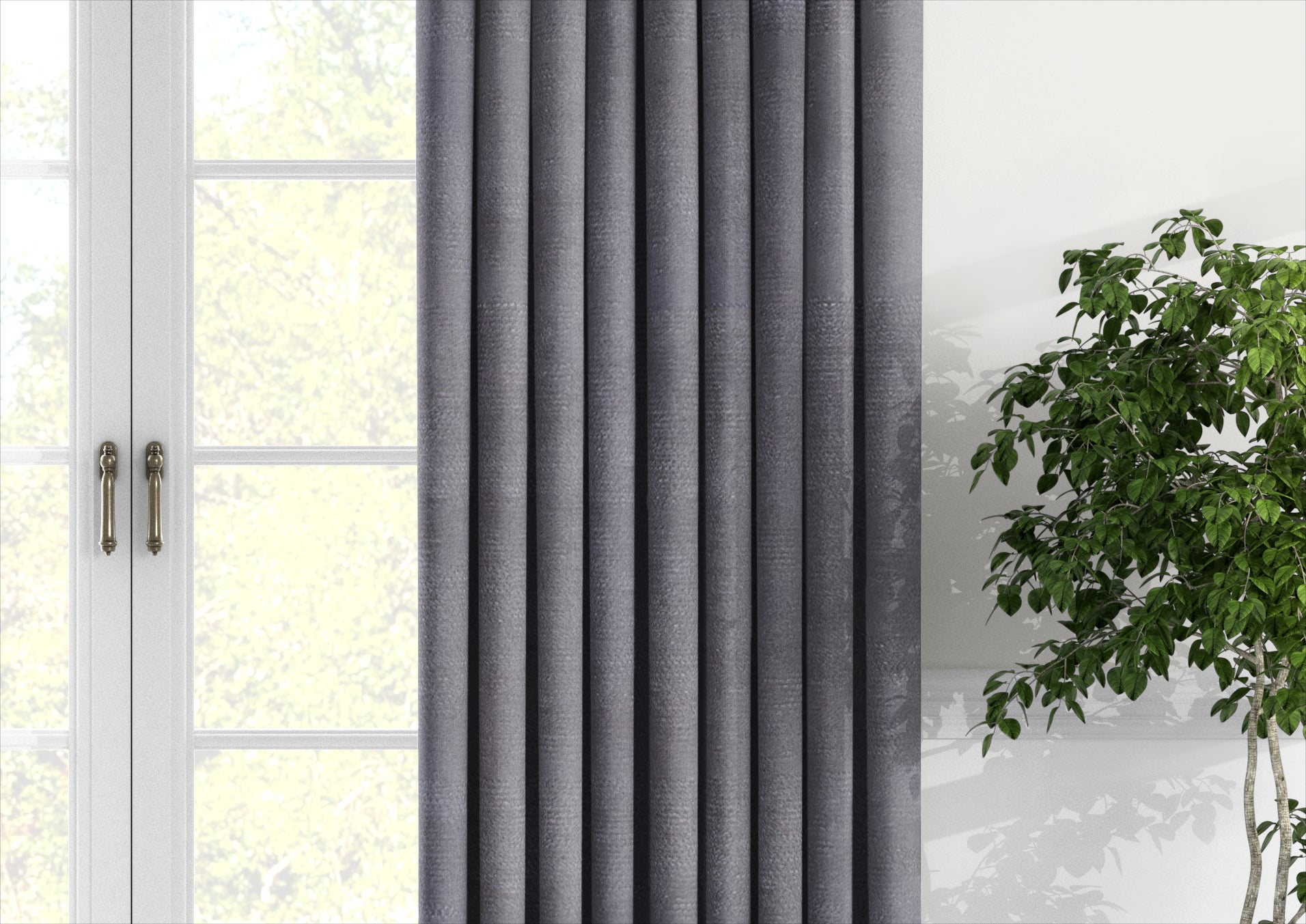 Plain microvelor curtain, graphite color