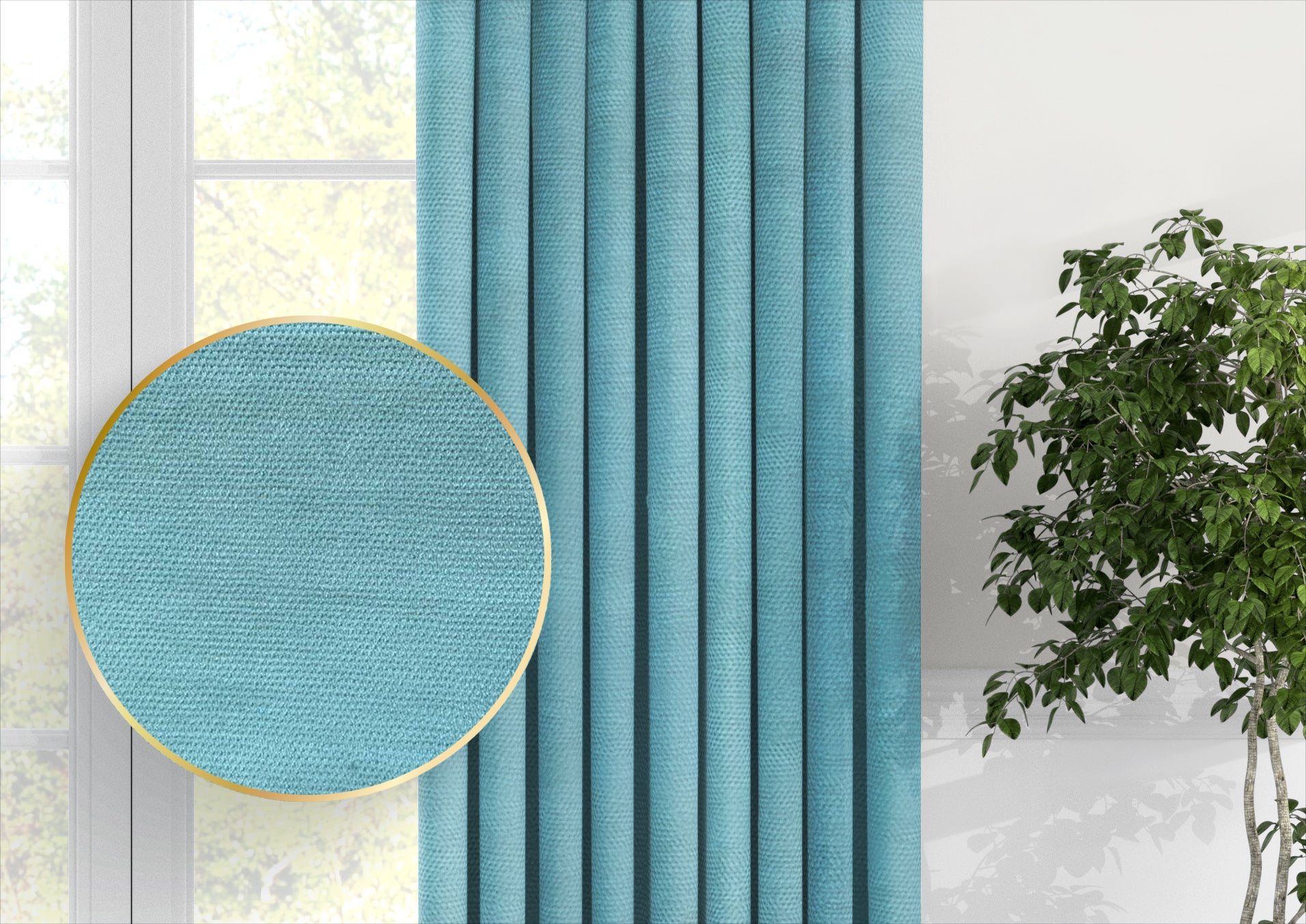 Plain microvelor curtain, mint color