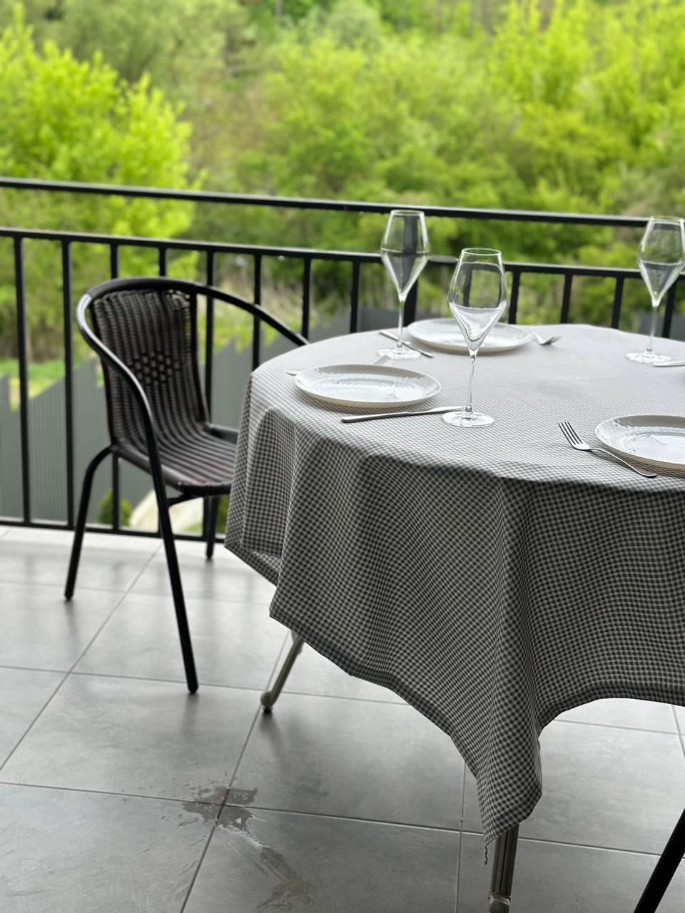 Linen waterproof tablecloth with Teflon, Geometry collection, luxury quality (custom or standard size)