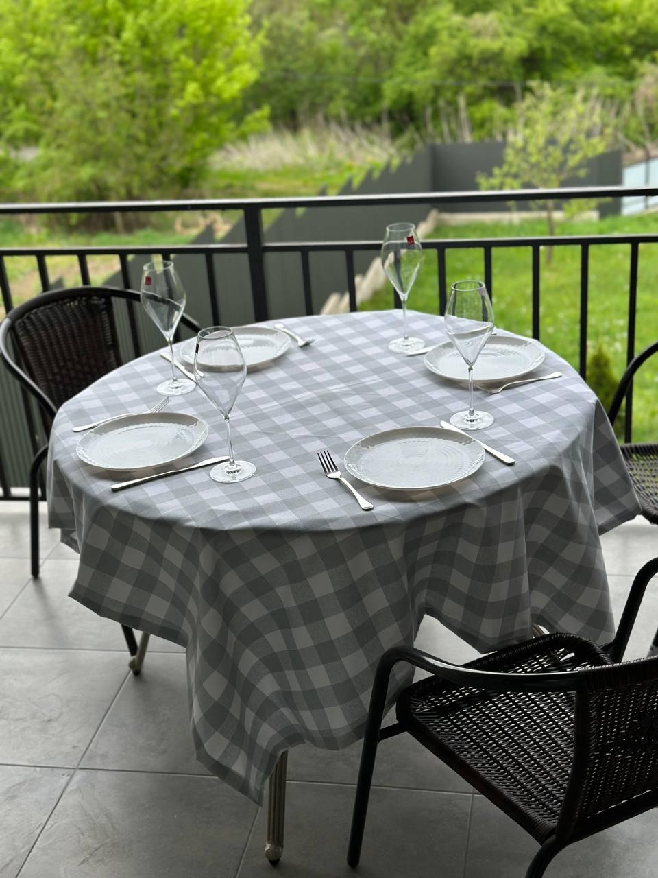 Linen waterproof tablecloth with Teflon, Geometry collection, luxury quality (custom or standard size)