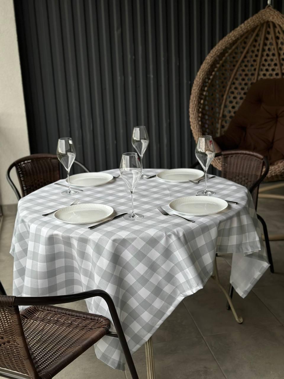 Linen waterproof tablecloth with Teflon, Geometry collection, luxury quality (custom or standard size)