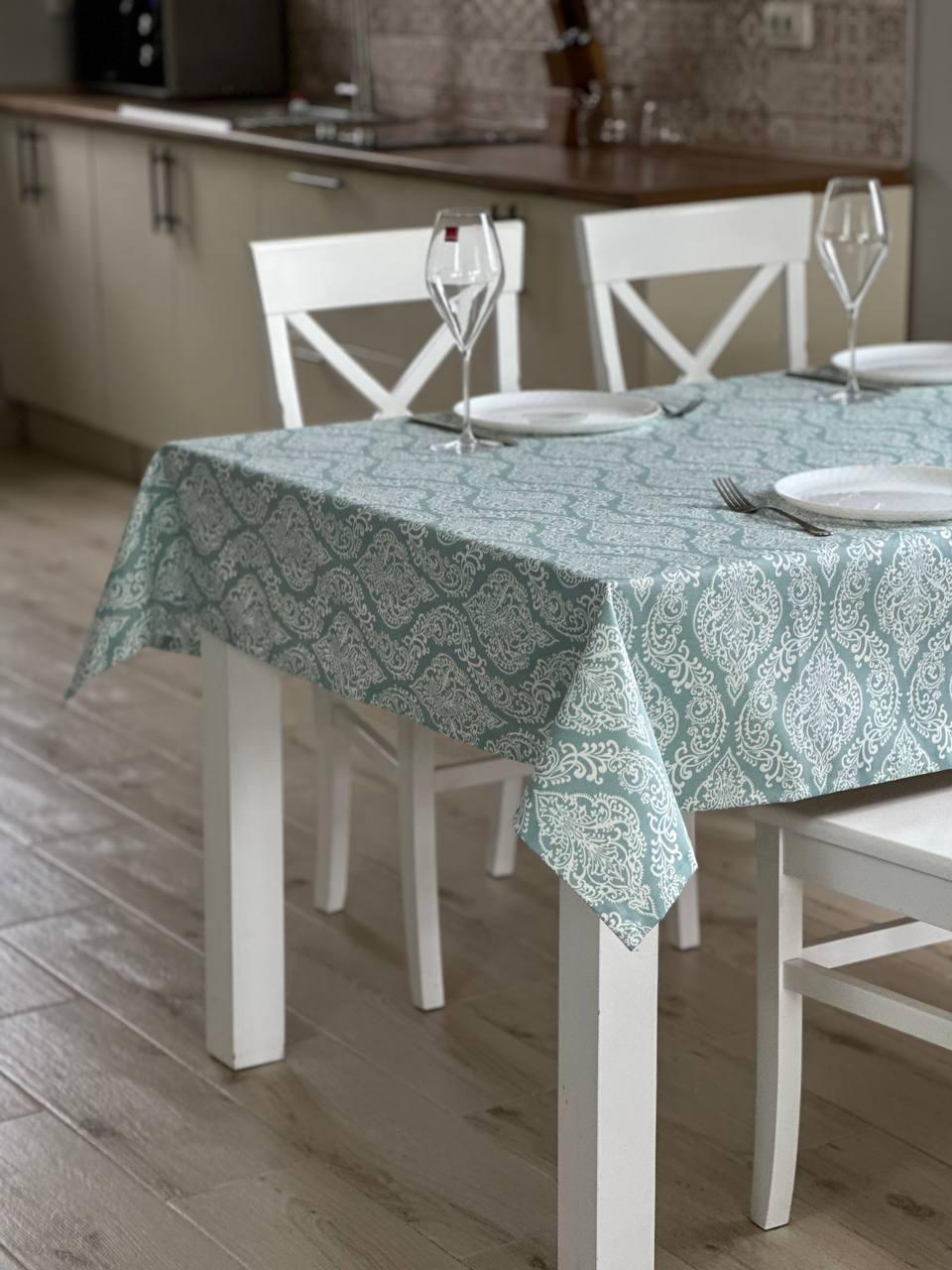 Linen waterproof tablecloth with Teflon, Geometry collection, luxury quality (custom or standard size)