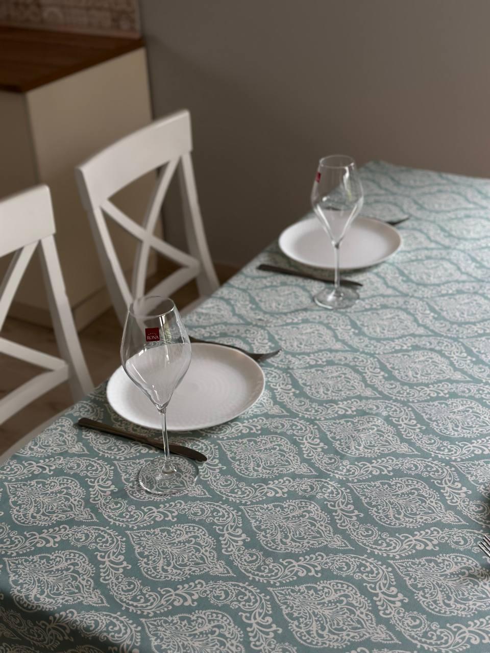 Linen waterproof tablecloth with Teflon, Geometry collection, luxury quality (custom or standard size)